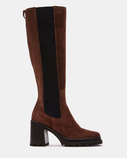 ALESTI Brown Suede Square Toe Knee High Boot | Women's Boots – Steve Madden