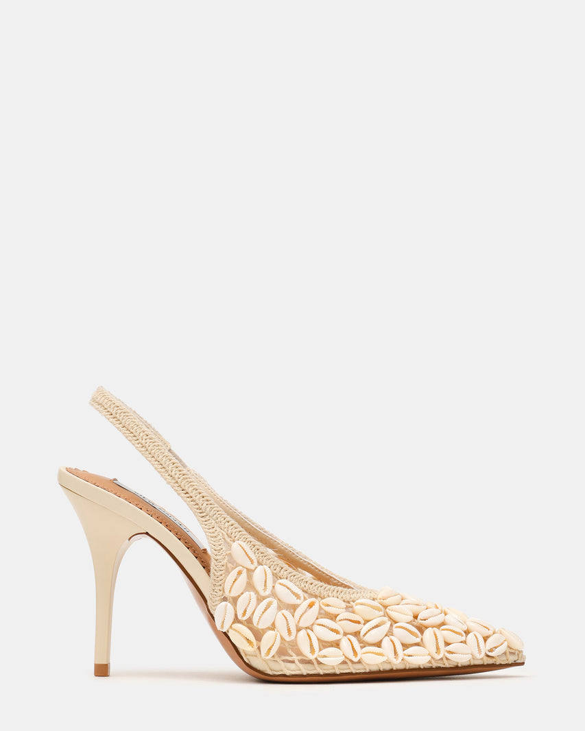 ANDROMEDA Shell Natural Slingback Pointed-Toe Stiletto Pump Women's Heel | Steve Madden