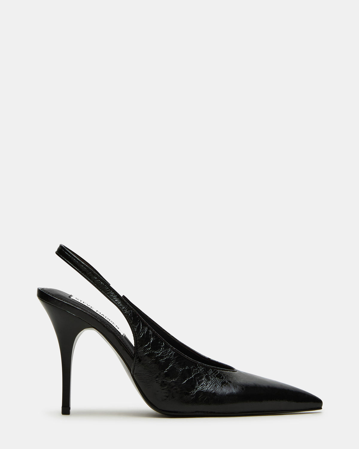 ANDROMEDA Black Leather Slingback Pointed-Toe Stiletto Pump Women's Heel | Steve Madden