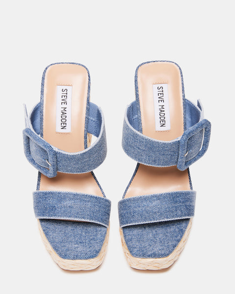 ANTIQUE Denim Fabric Wedge Sandal | Women's Sandals – Steve Madden