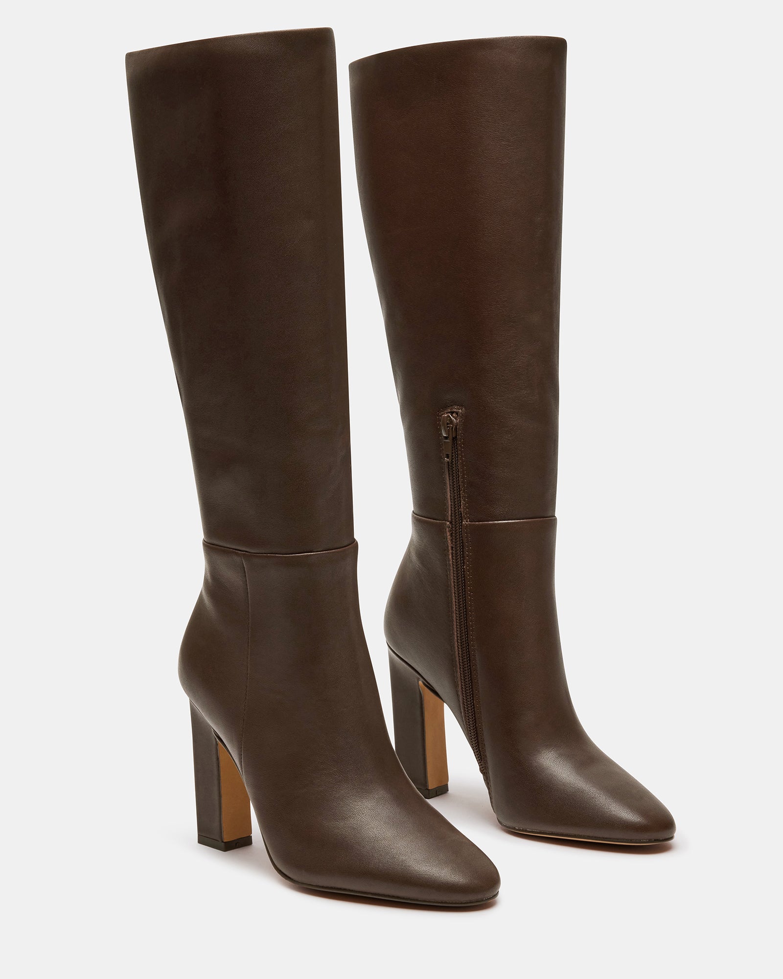 ARCHERS Brown Leather Knee High Boot Women's Boots Steve Madden