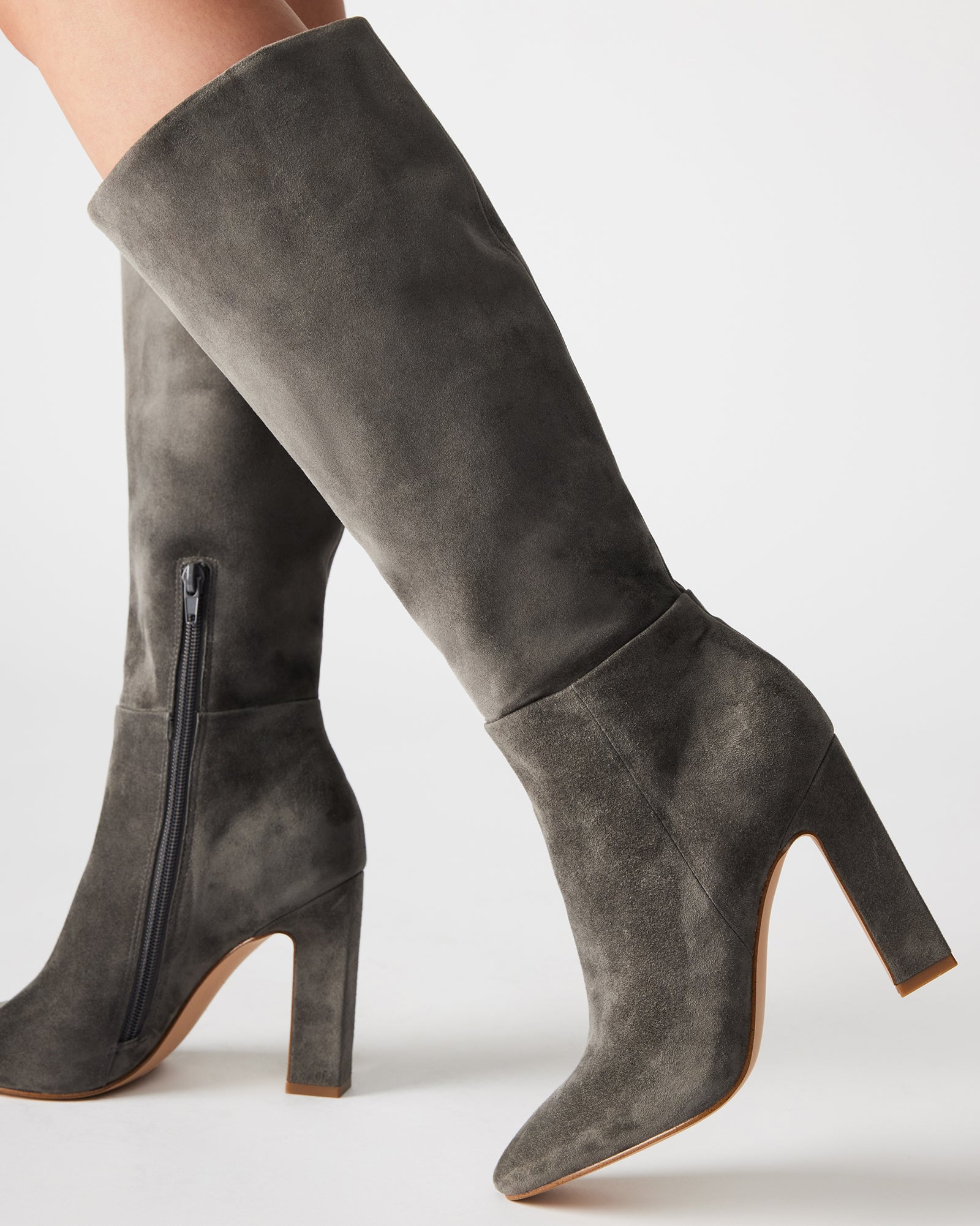ARCHERS Grey Suede Knee High Boot Women's Boots Steve Madden