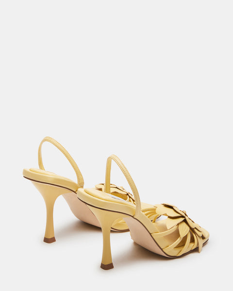 AROSE Yellow Leather 3D Floral Square Toe Heel | Women's Heels – Steve ...