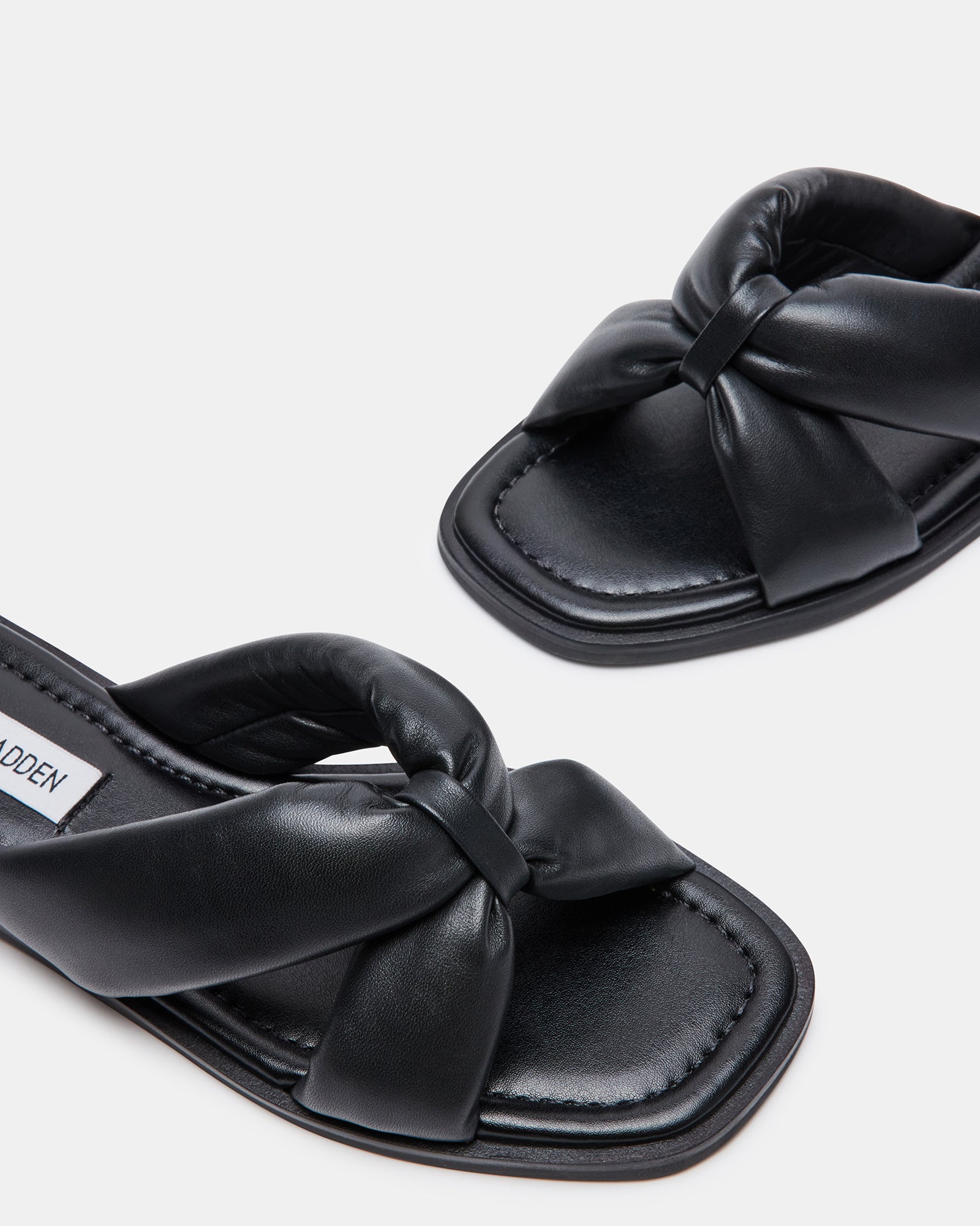 AVIANNA Black Leather Slide Sandal | Women's Sandals – Steve Madden