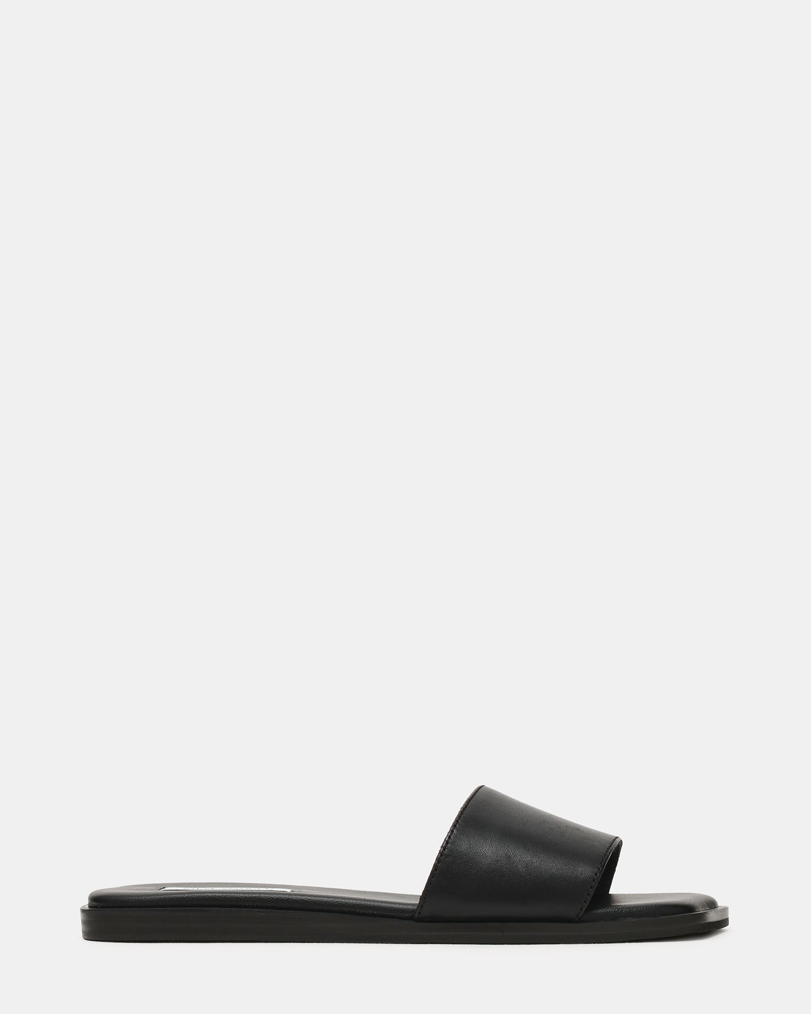 AVRA Black Leather Wavy-Toe Slide Women's Sandal | Steve Madden