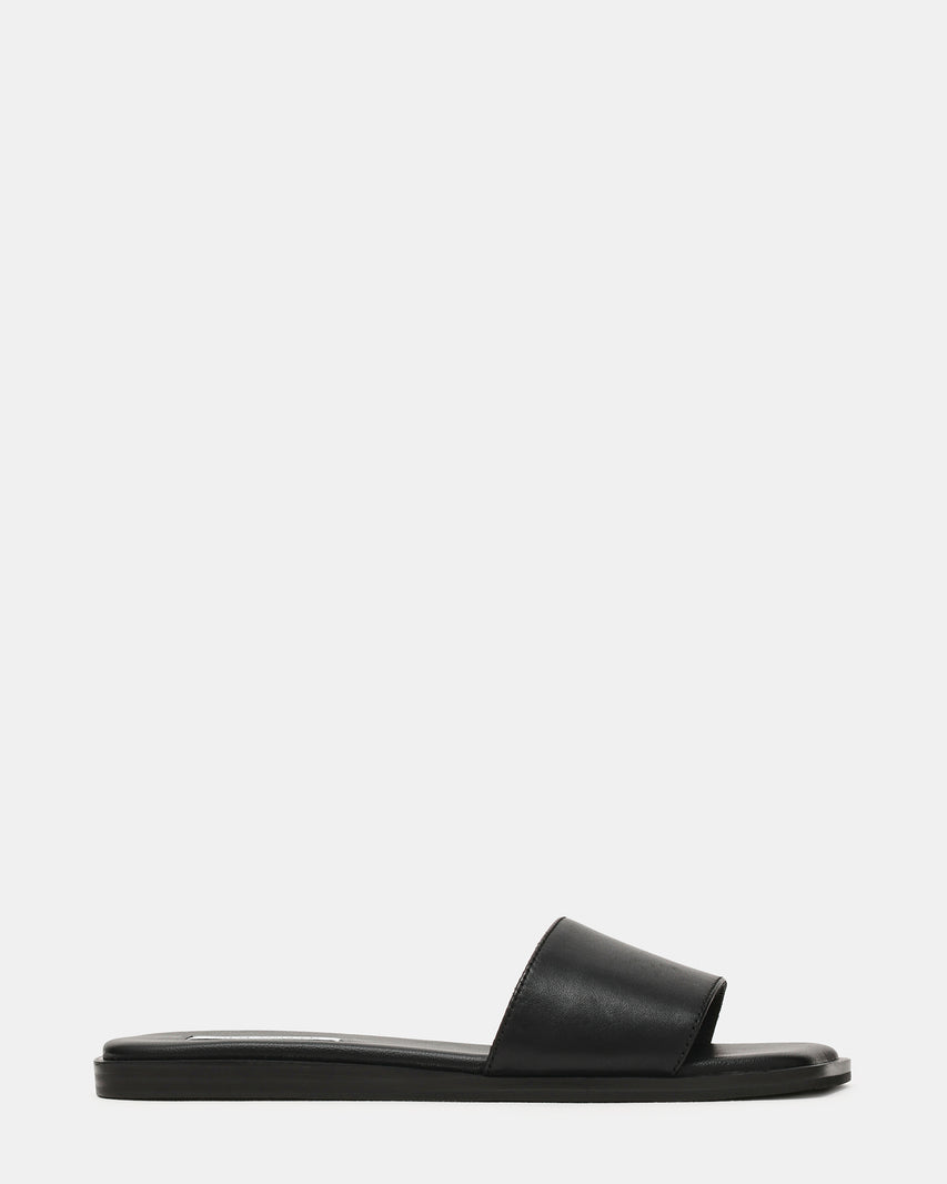 AVRA Black Leather Wavy-Toe Slide Women's Sandal | Steve Madden