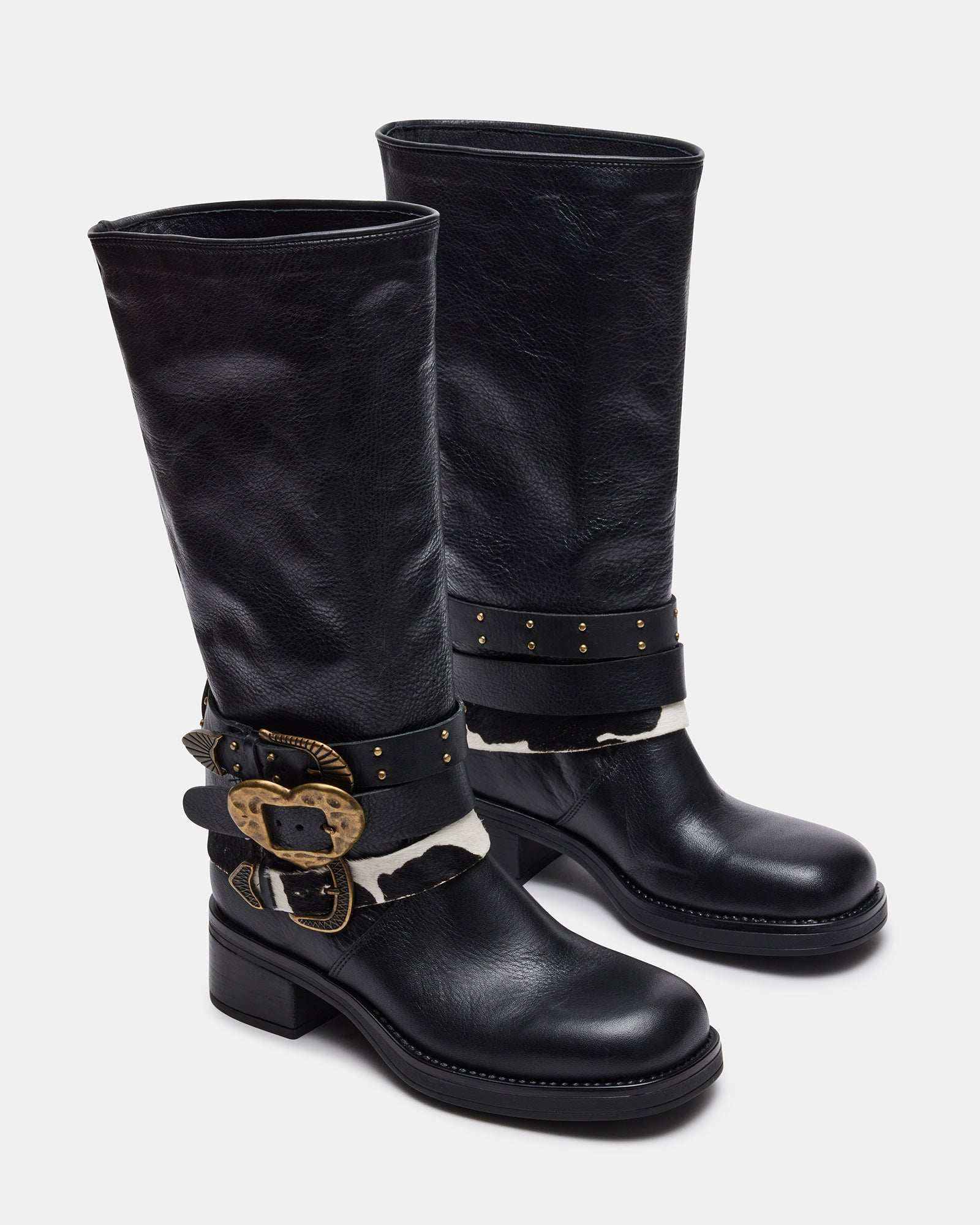 AXANDRA Black Leather Knee High Boot | Women's Boots – Steve Madden