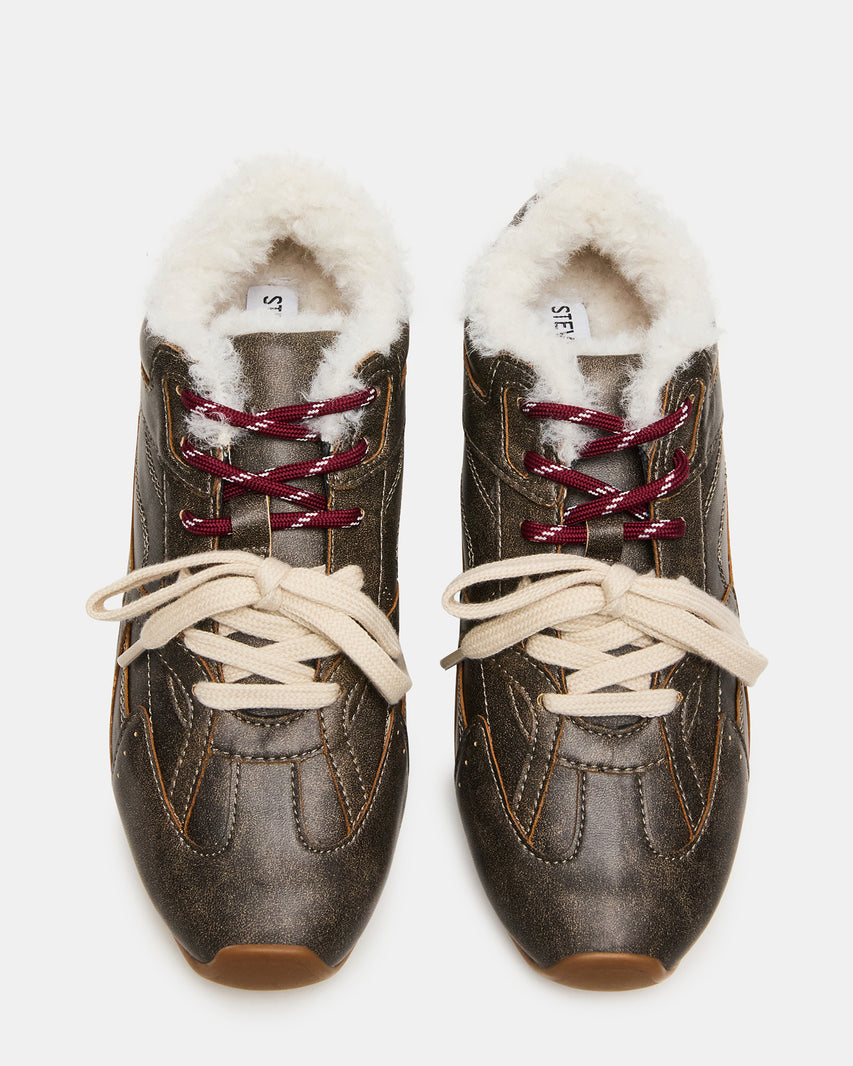 AZIEL FAUX FUR BROWN DISTRESSED