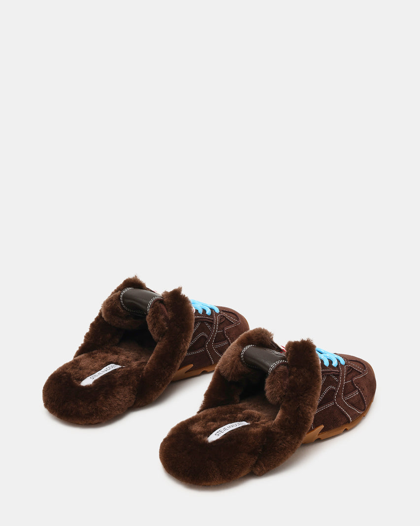 AZIEL MULE FAUX FUR CHOCOLATE BROWN SUEDE - view 5