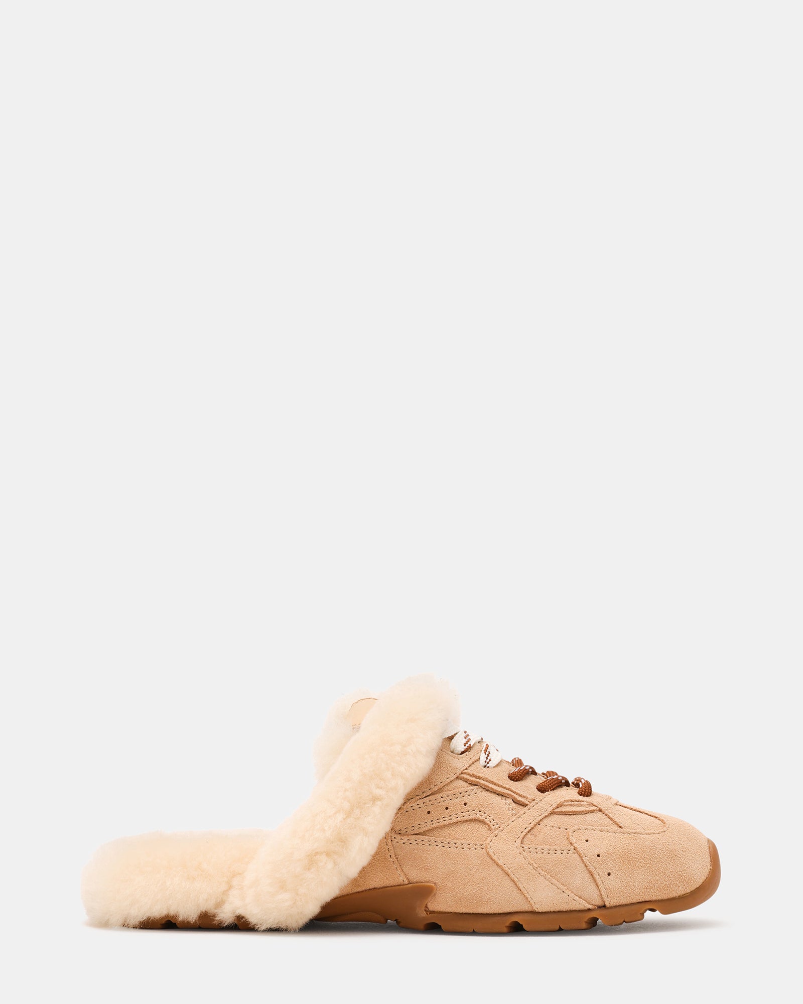 AZIEL MULE Faux Fur Natural Low-Top Lace-Up Slip-On Women's Sneaker | Steve Madden