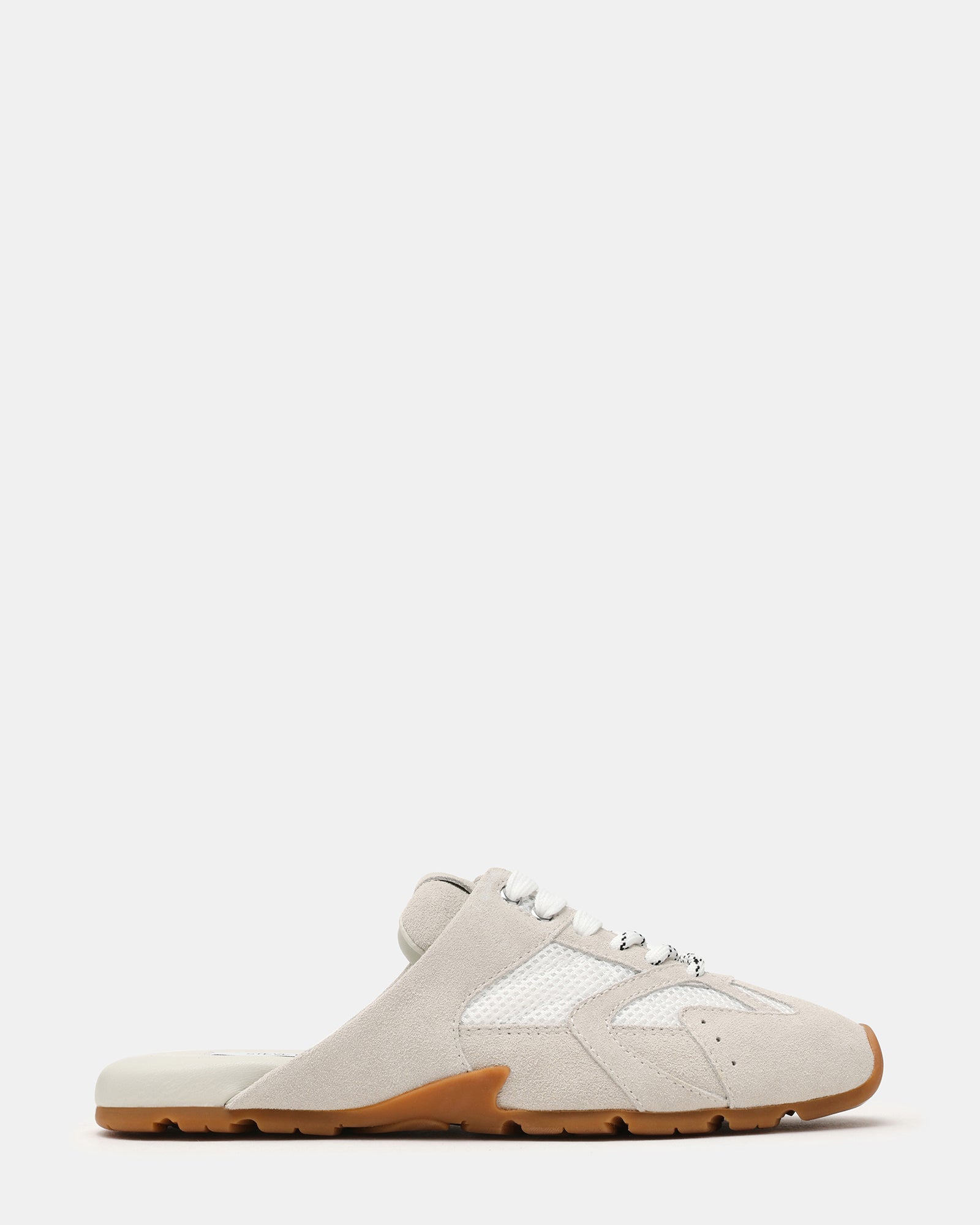 AZIEL MULE White Suede Low-Top Lace-Up Slip-On Women's Sneaker | Steve Madden