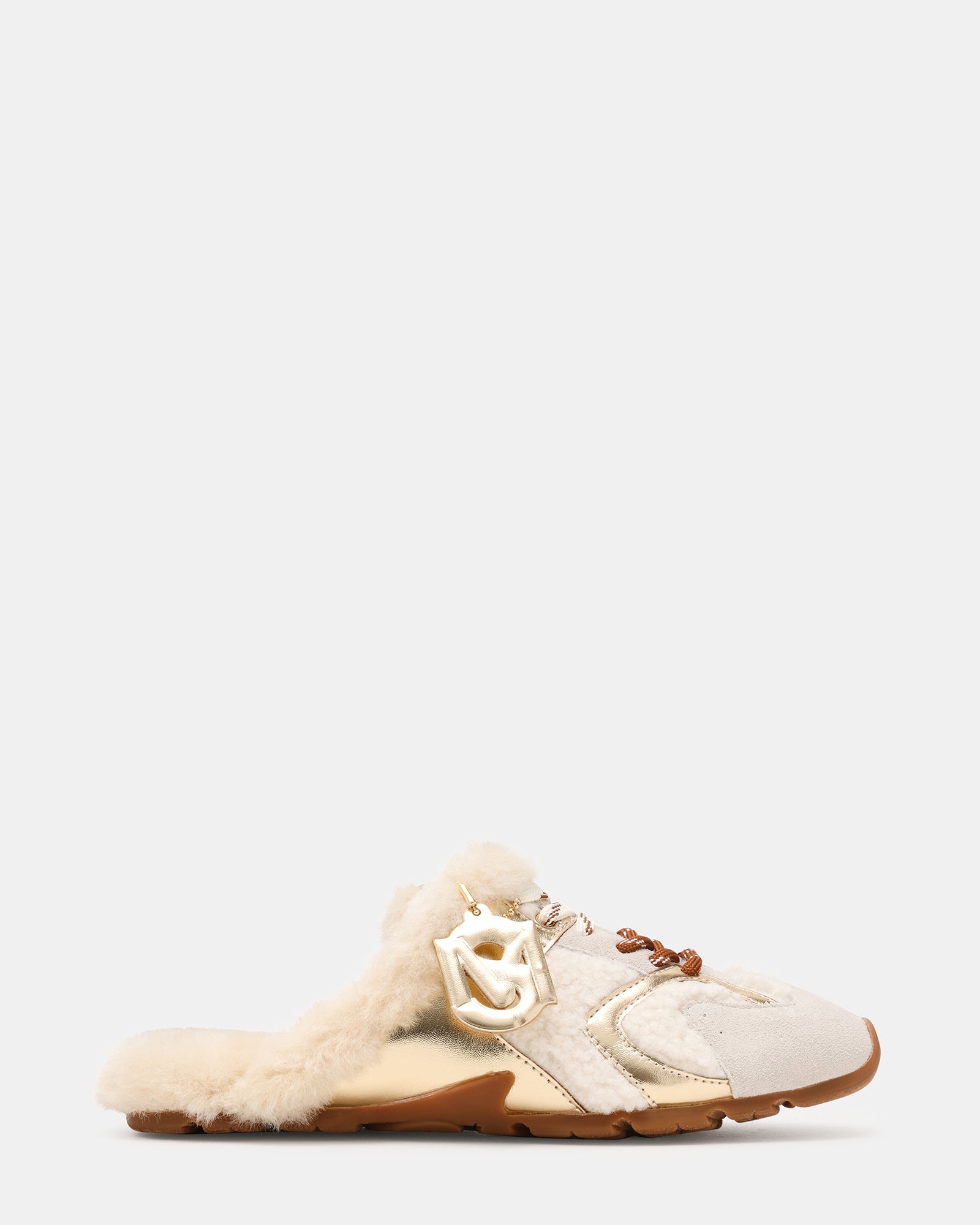 AZIEL MULE Faux Fur Shearling Low-Top Lace-Up Slip-On Women's Sneaker | Steve Madden