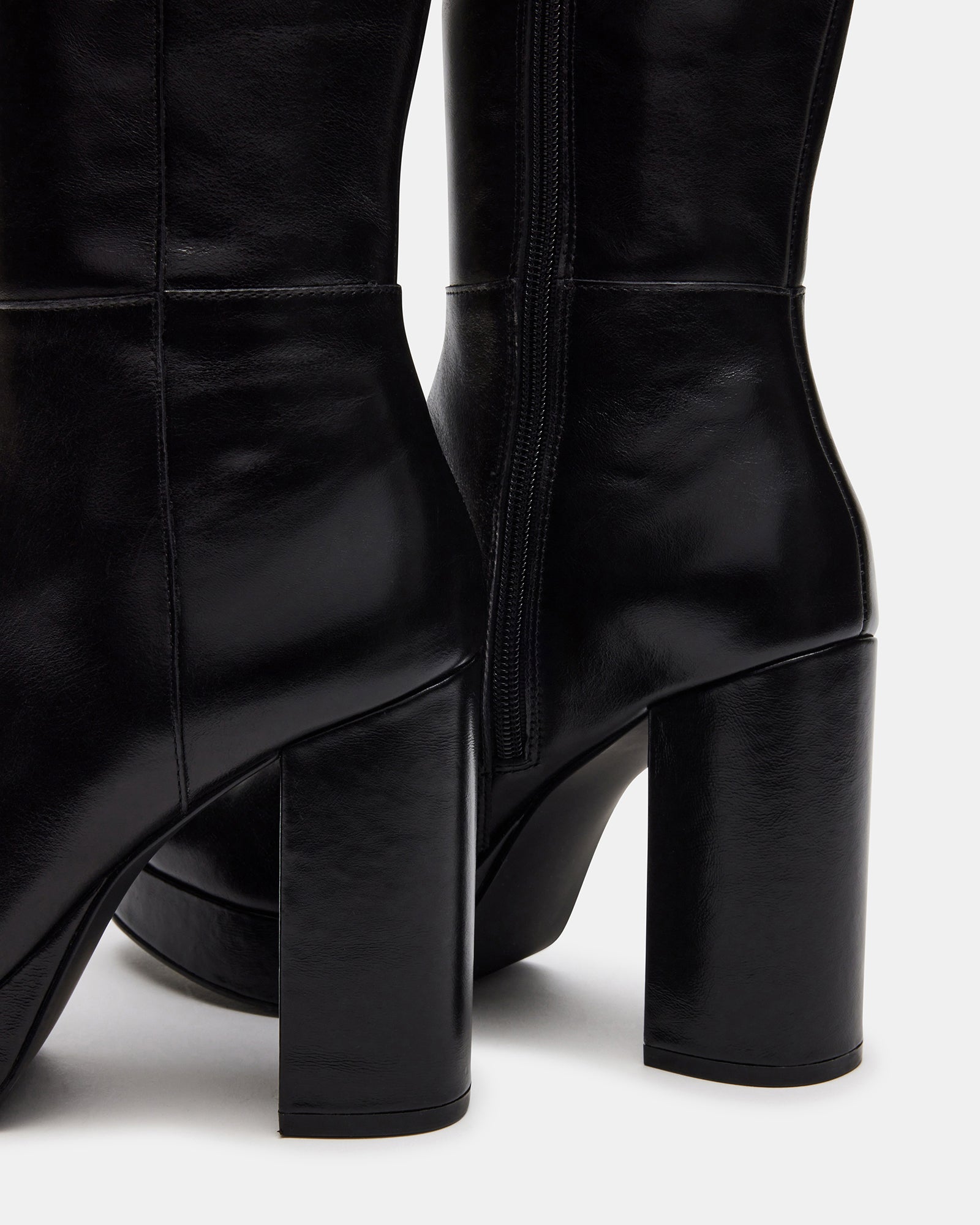 AZURA Black Leather Block Heel Knee High Boot | Women's Boots – Steve ...