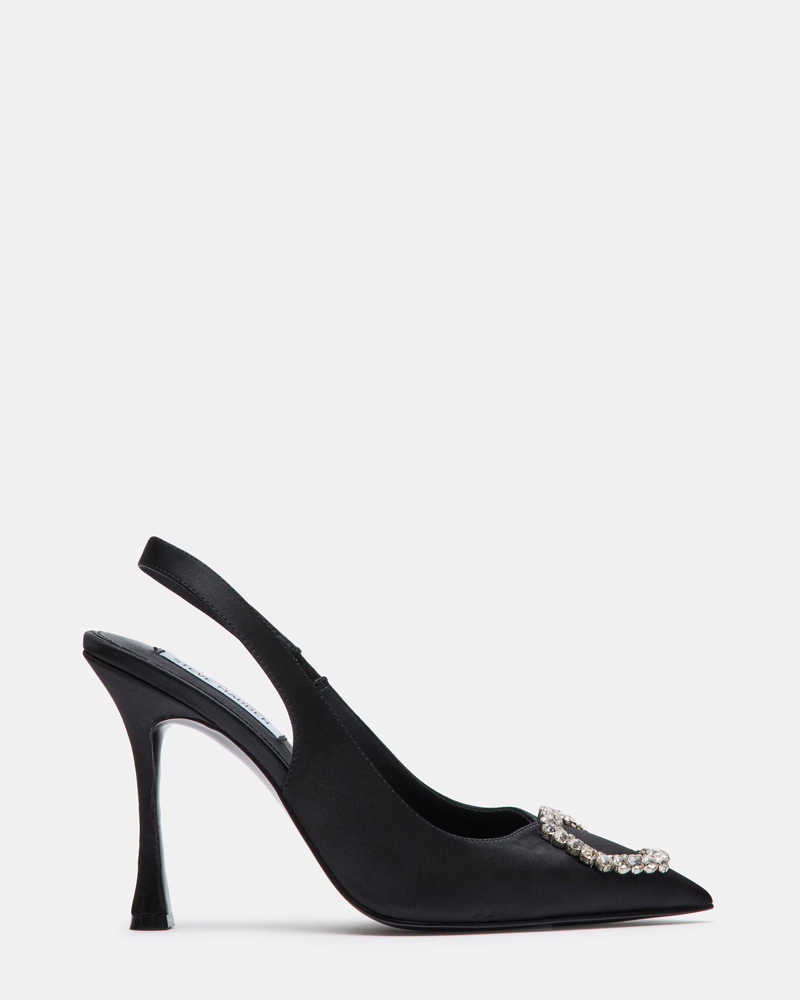 BEIGNET Black Satin Slingback Embellished Heel | Women's Heels – Steve ...