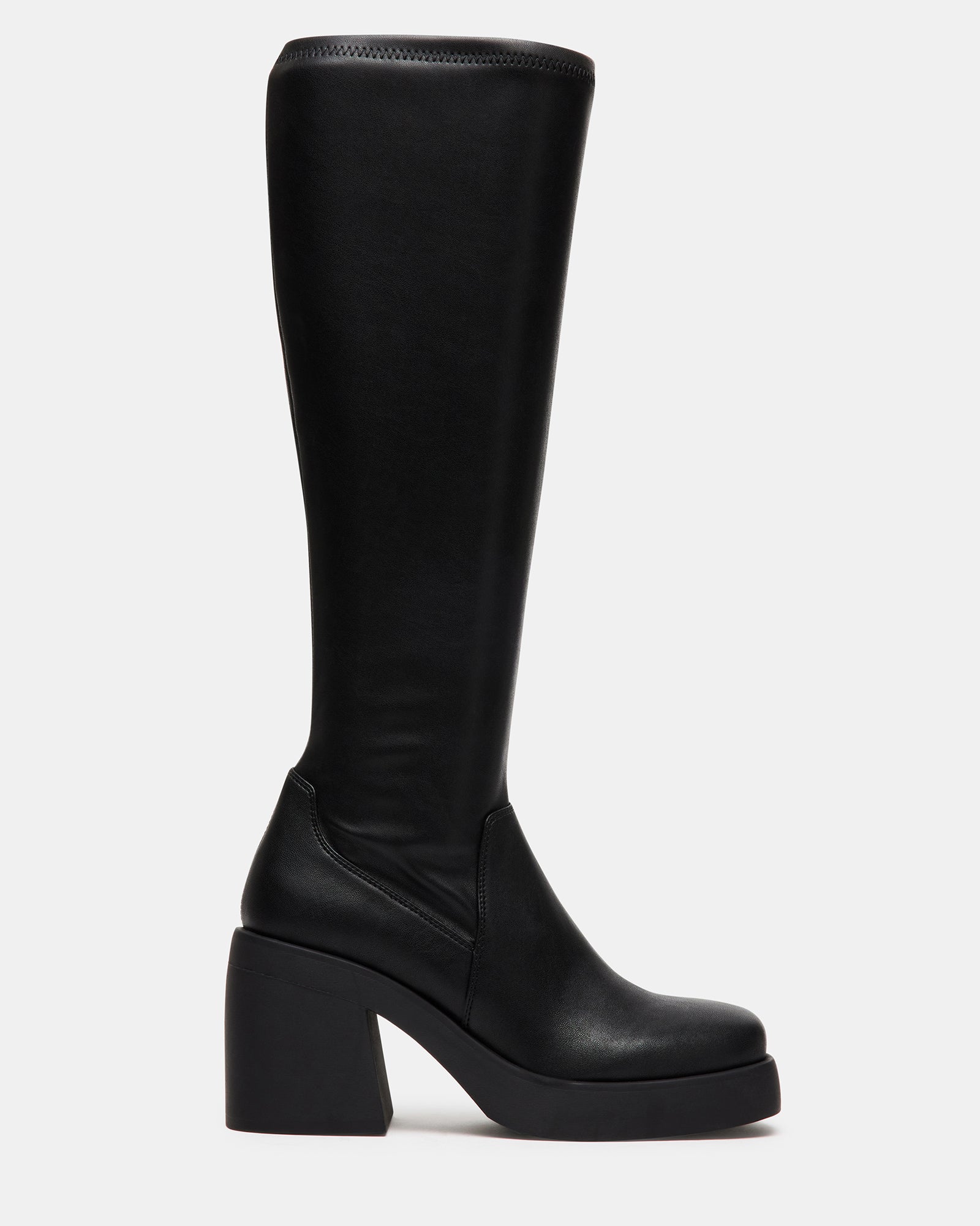 BERKLEIGH Black Wide Calf Knee High Boot | Women's Platform Boots ...
