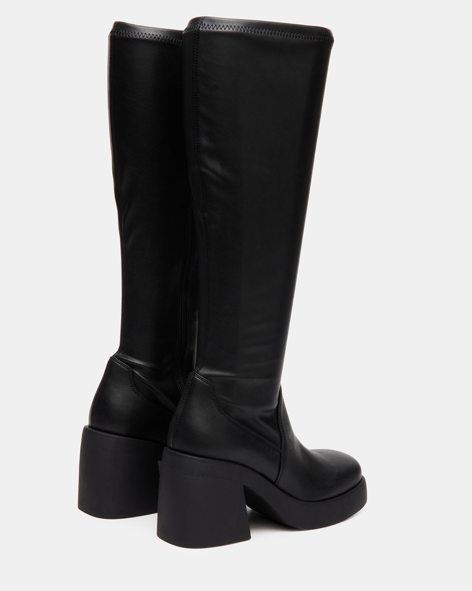 BERKLEIGH Black Wide Calf Knee High Boot | Women's Platform Boots ...