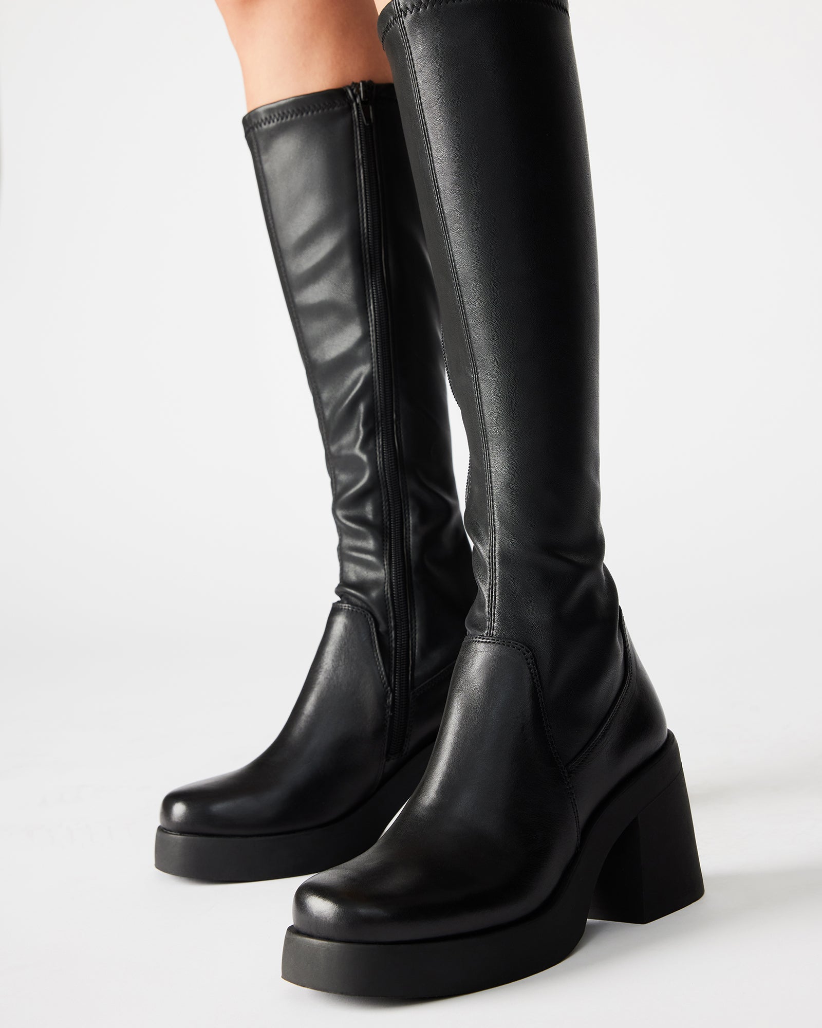BERKLEIGH Black Knee High Boot | Women's Platform Boots – Steve Madden