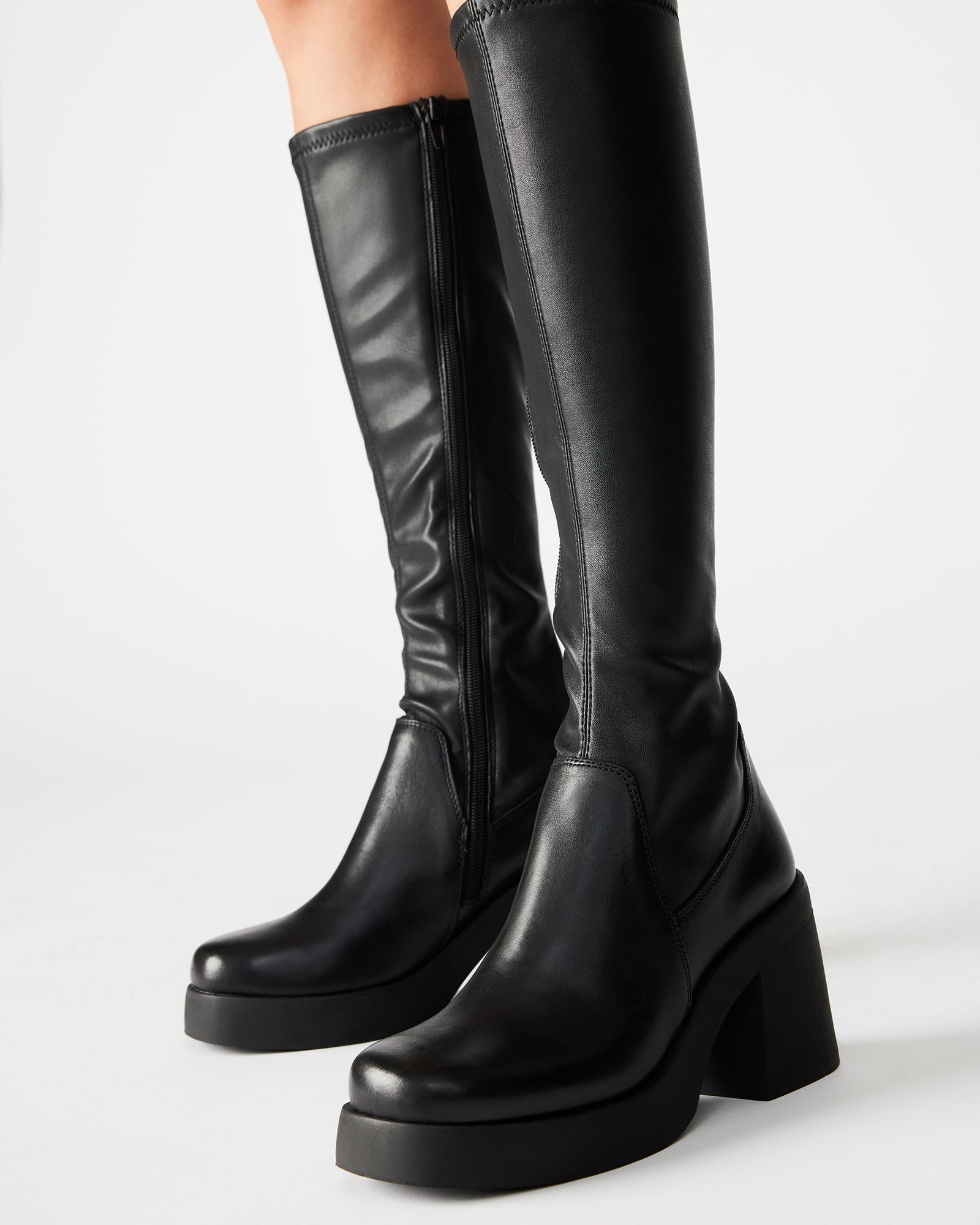 BERKLEIGH Black Knee High Boot | Women’s Platform Boots – Steve Madden