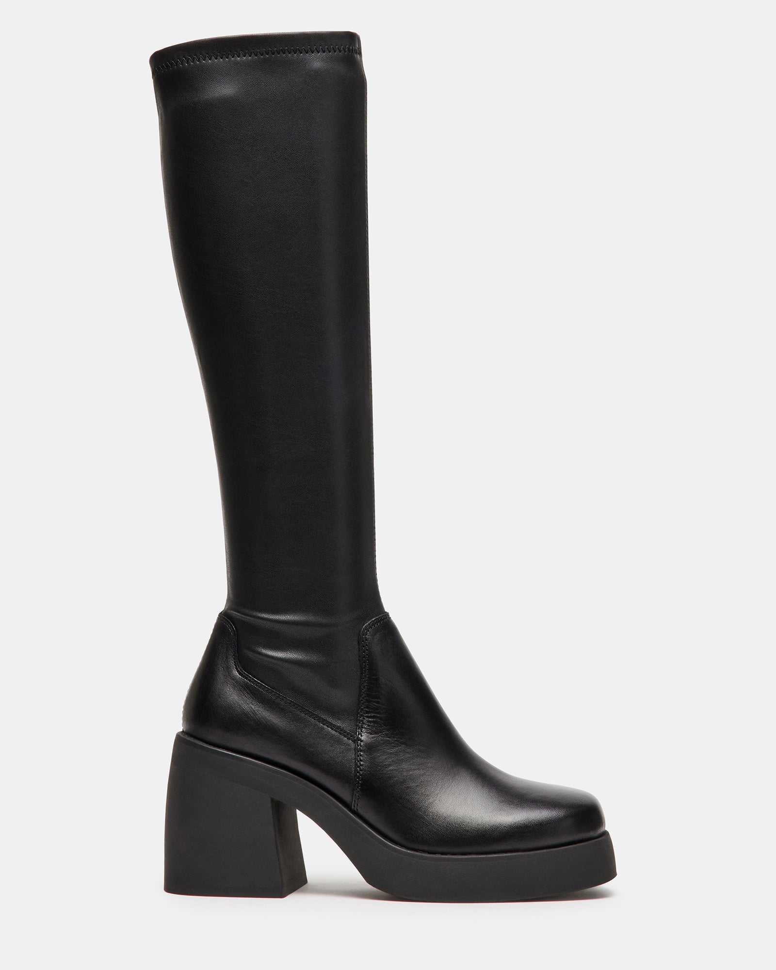 KATHLEEN Black Leather Knee High Boot  Women's Leather Boots – Steve Madden