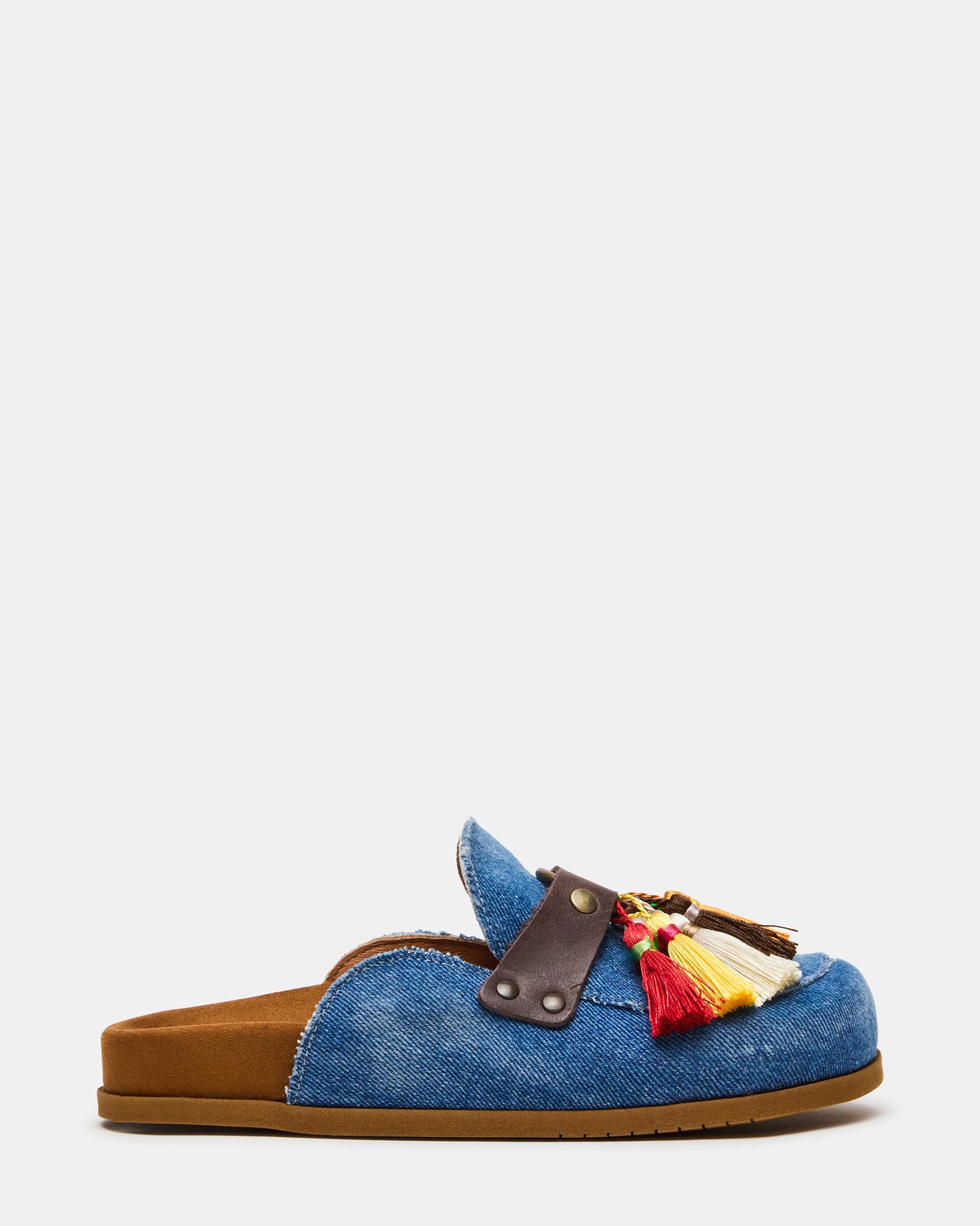 BERNIE Denim Mule Slip-On Footbed Round-Toe Women's Flat | Steve Madden