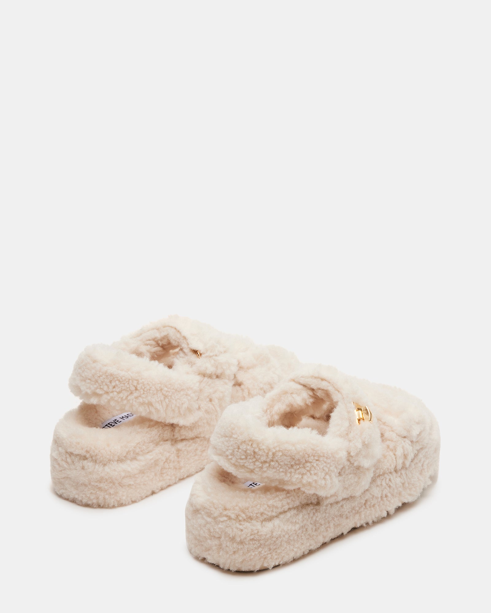 Womens Slippers Steve Madden Furry Slippers BIGMONA Fur Natural