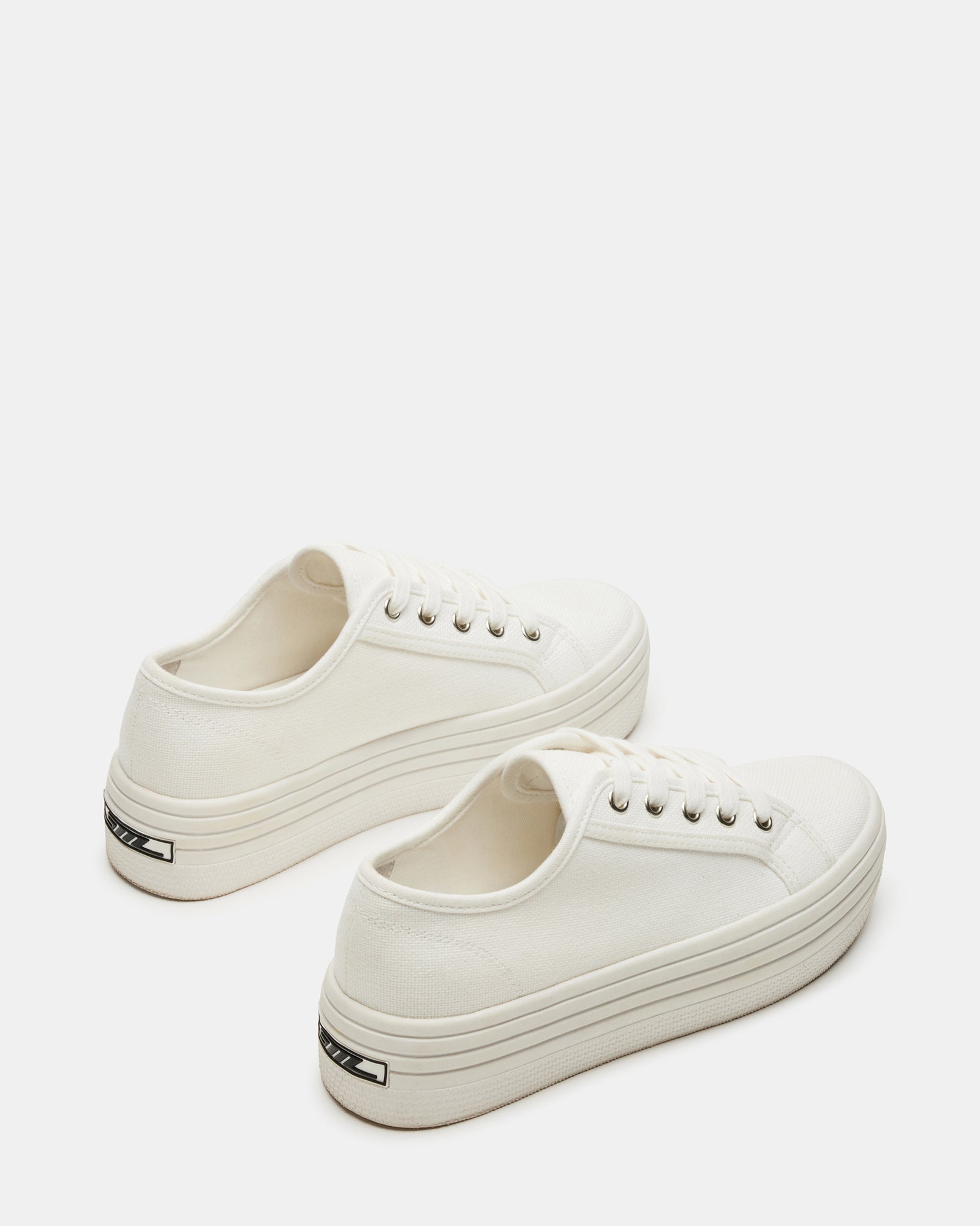 BOBBI 30 White Fabric Flatform Lace-Up Sneaker Women's Sneakers