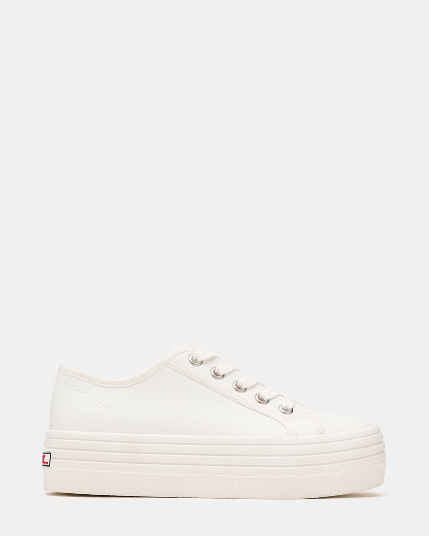 BOBBI White Low-Top Lace-Up Platform Women's Sneaker | Steve Madden