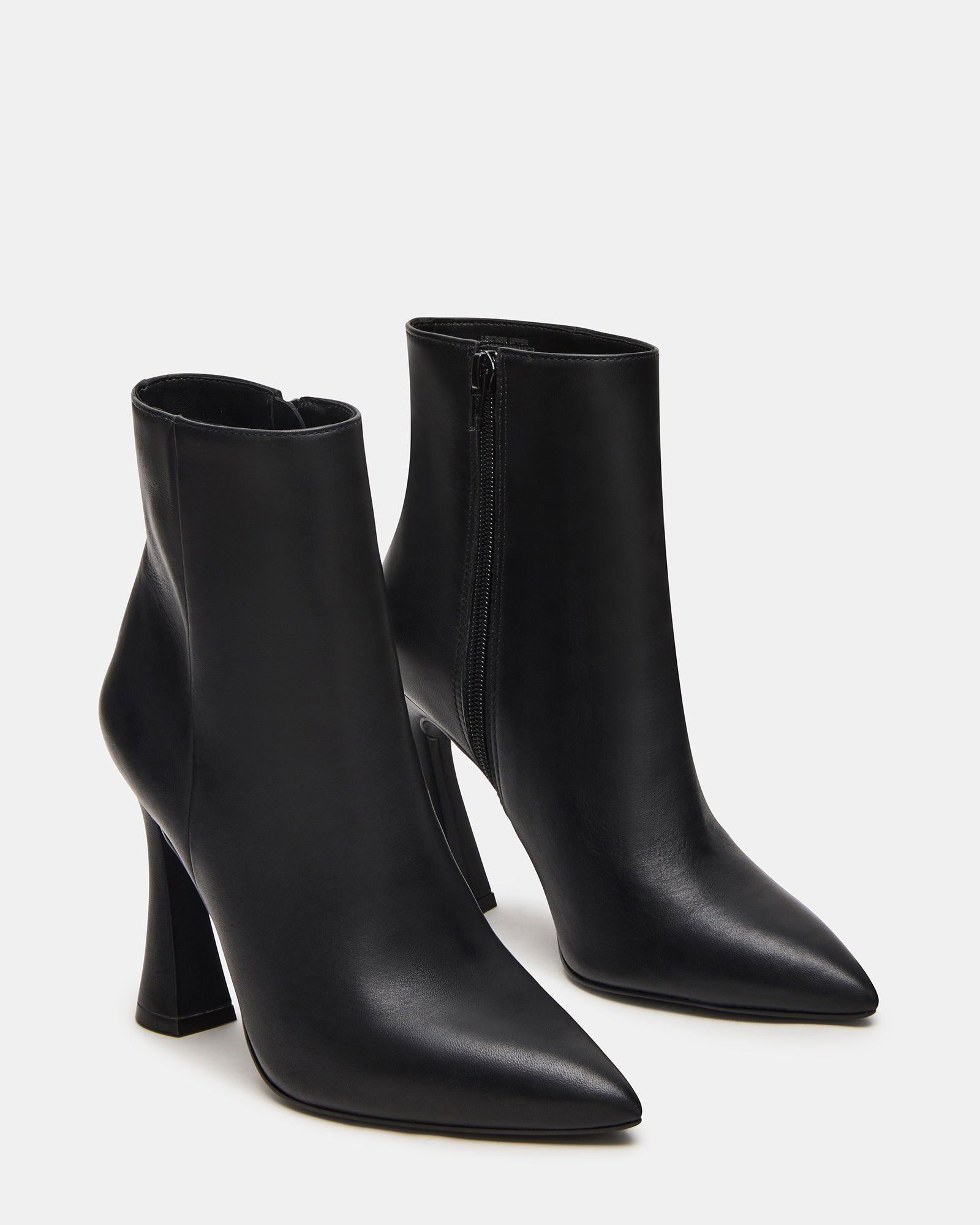 BOLERO Black Leather Pointed-Toe Heeled Women's Ankle Boot