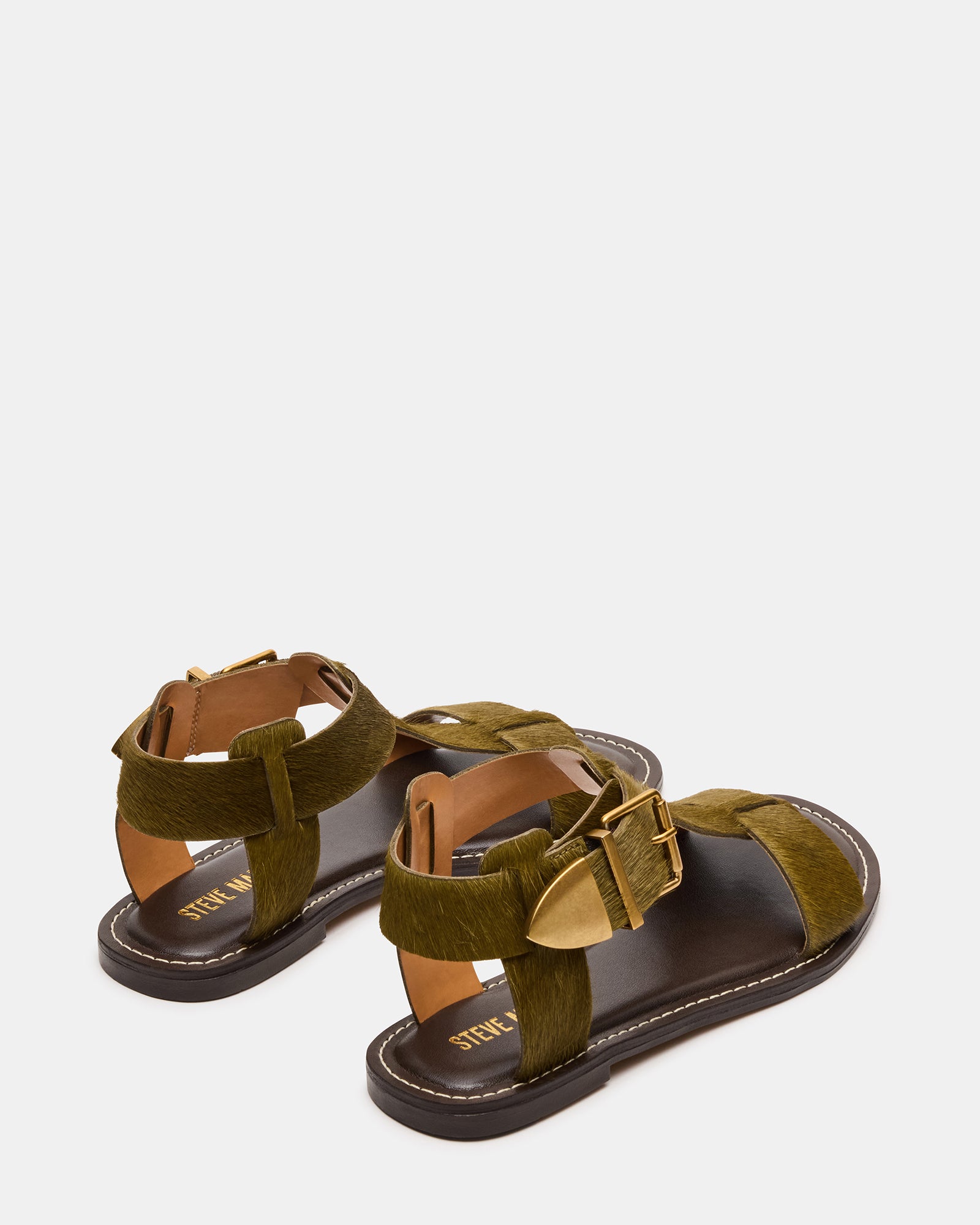 Women's Sandals Steve Madden Haven BRAZINN Olive Strappy Flat