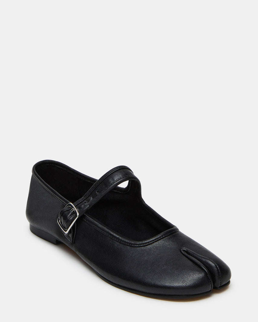CALARA Black Leather Tabi Mary Jane Split Toe Ballet Women's Flat | Steve Madden
