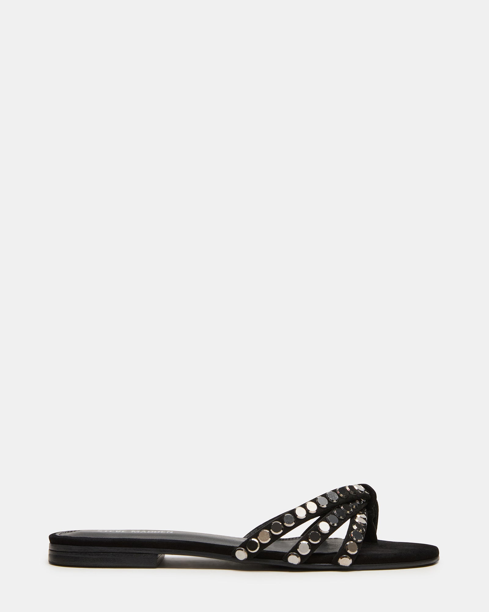 CALISSI Black Rhinestones Strappy Slide Women's Sandal | Steve Madden