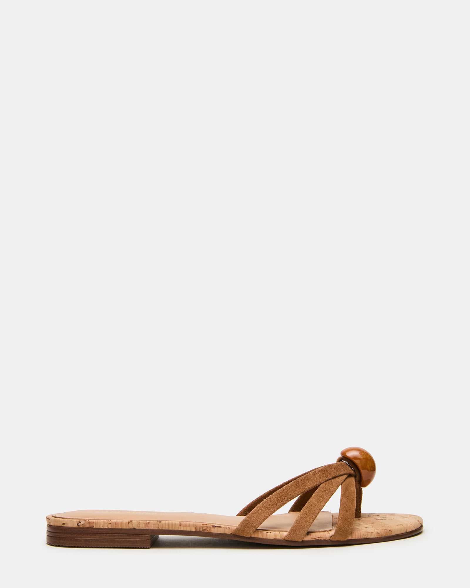 CALISSI Stone Chestnut Suede Strappy Slide Women's Sandal | Steve Madden