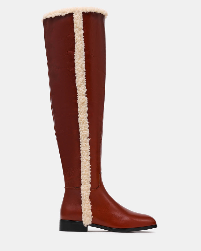 CANTER FAUX FUR COGNAC LEATHER