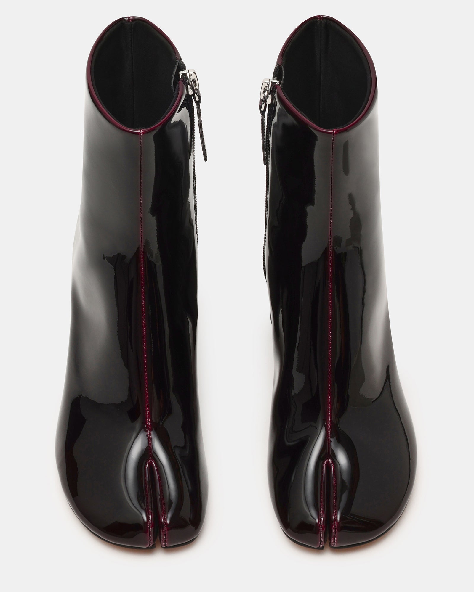 CARO Dark Cherry Patent Tabi Split-Toe Block Heel Women's Ankle