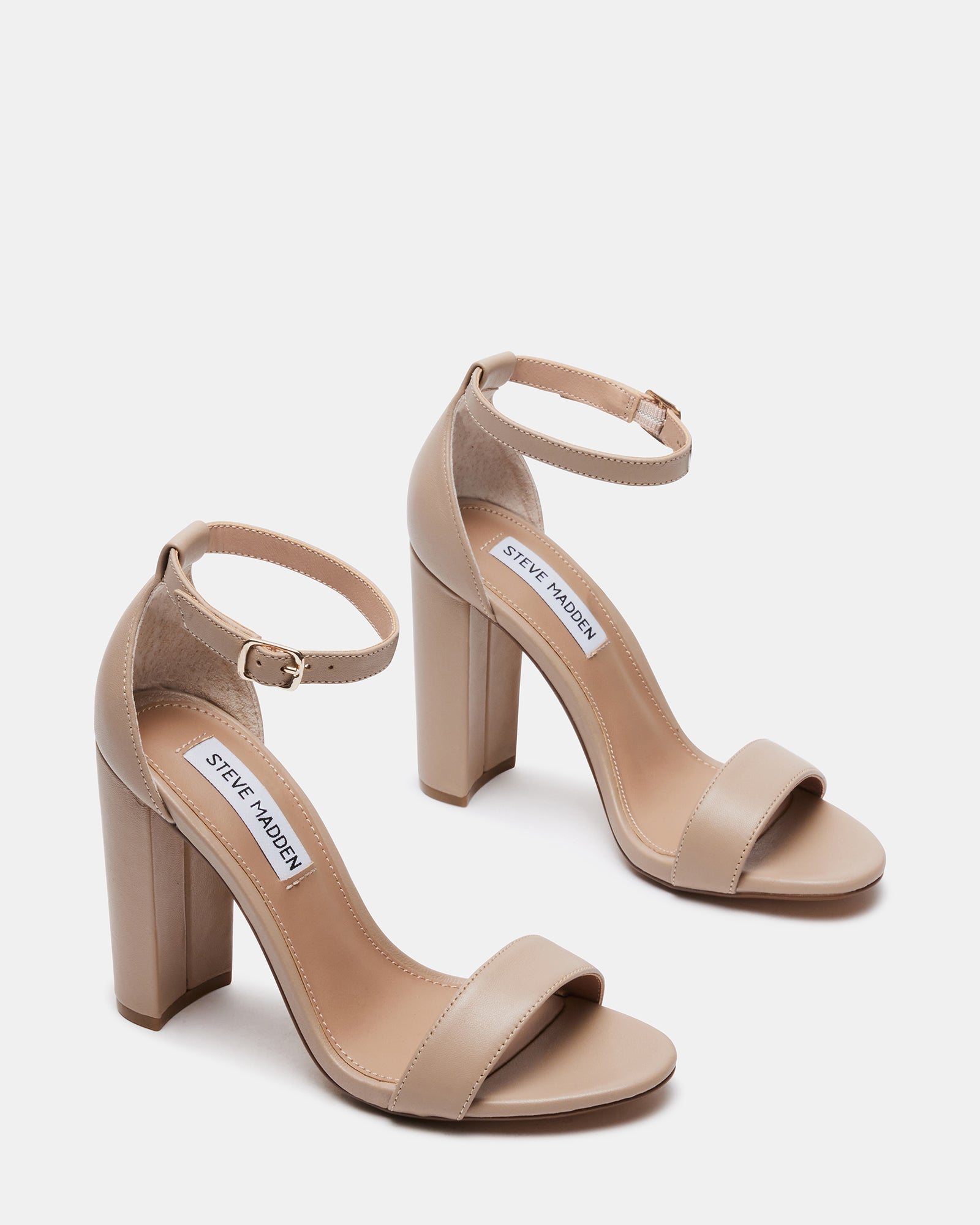 CARRSON Blush Leather Block Heels Women's Leather Blush Block Heels Steve Madden