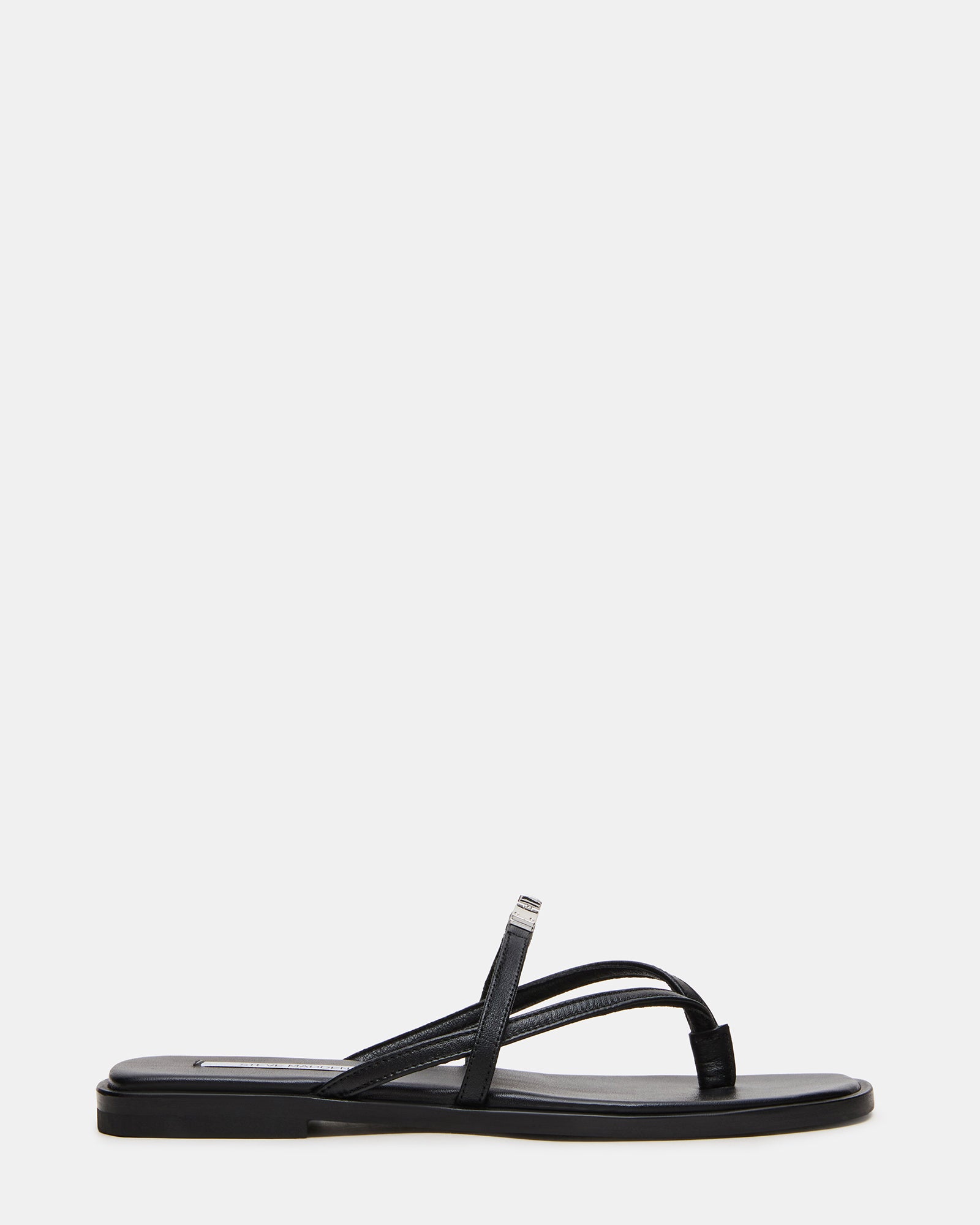 CATALINA Black Leather Thong Square-Toe Women's Sandal | Steve Madden