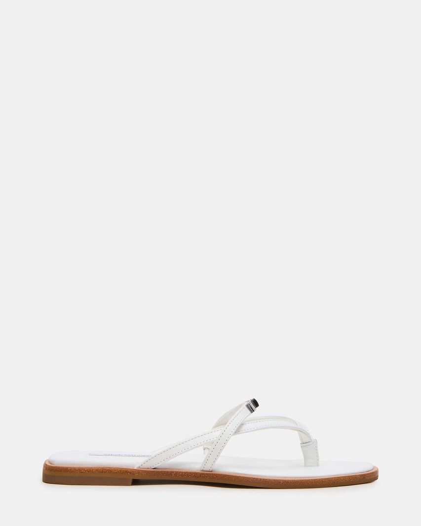 CATALINA White Leather Thong Square-Toe Women's Sandal | Steve Madden