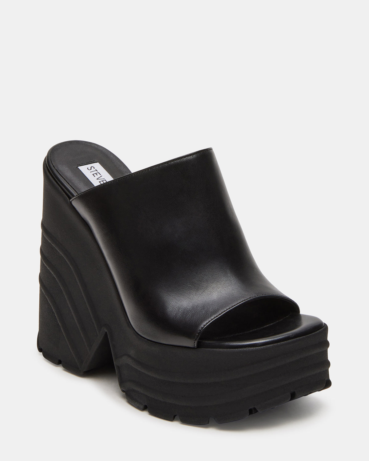 Cerulo CERULO Black Leather Super Platform Mule Heel | Women's Heels – Steve ...