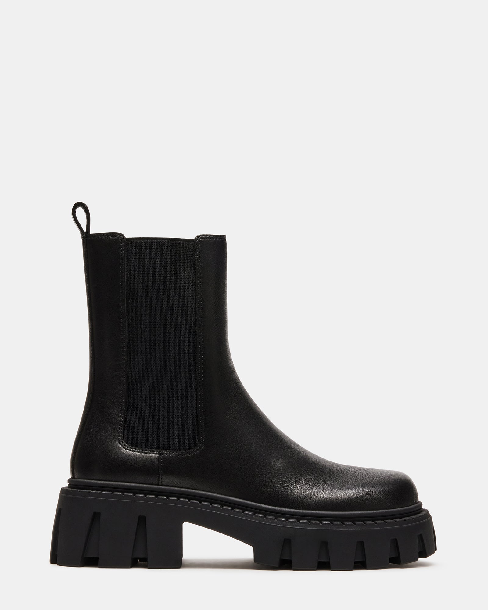 CHARGES Black Leather Platform Bootie | Women's Booties – Steve Madden