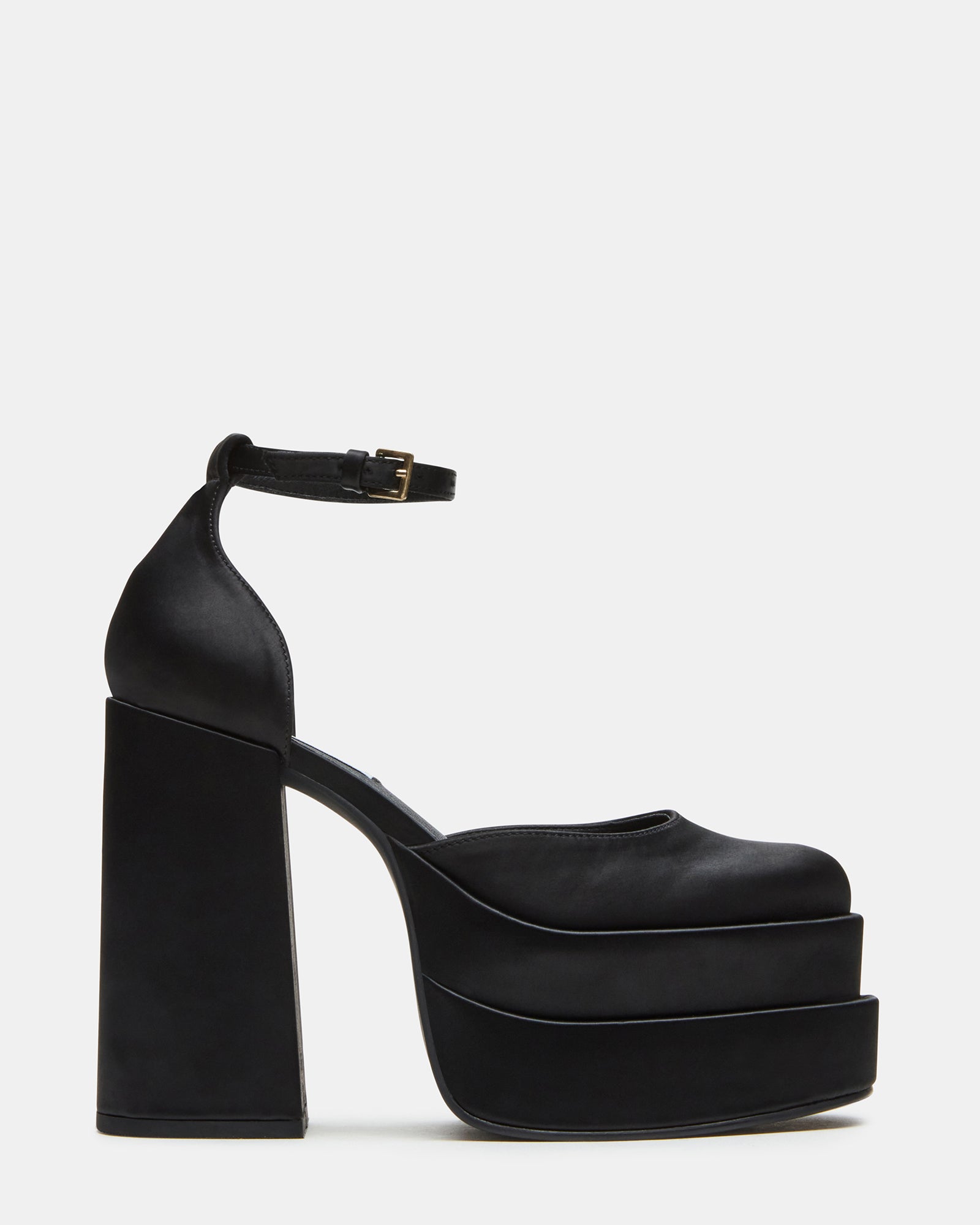 Charlize Black Satin Heels