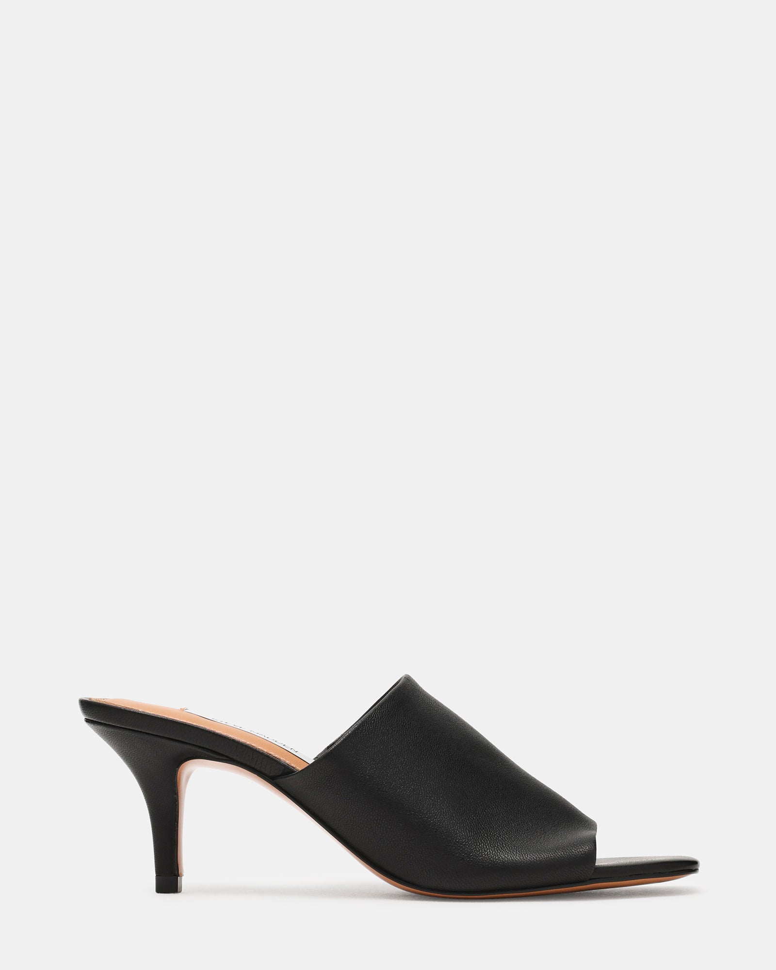 CIERA Black Leather Square-Toe Mule Women's Kitten Heel | Steve Madden