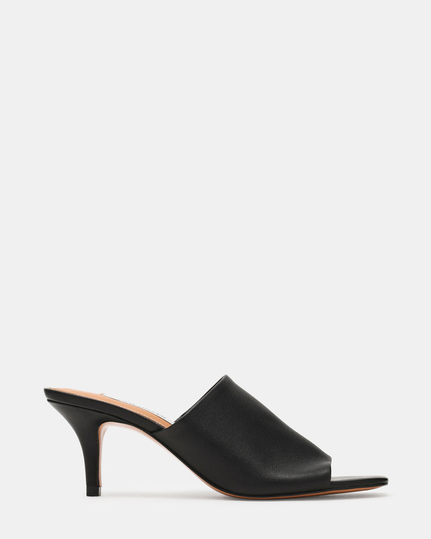 CIERA Black Leather Square-Toe Mule Women's Kitten Heel | Steve Madden