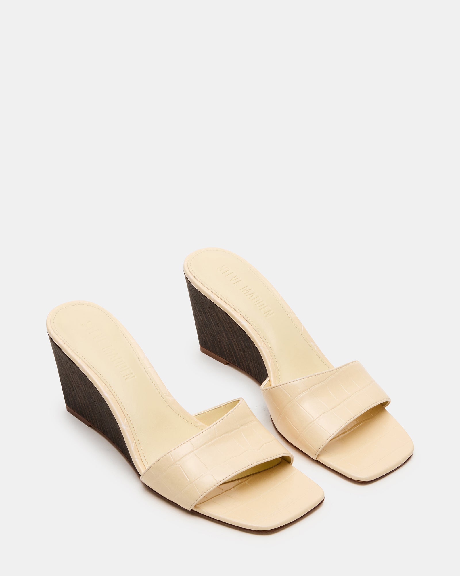 CURCIO Beige Crocodile Square-Toe Women's Wedge Sandal – Steve Madden