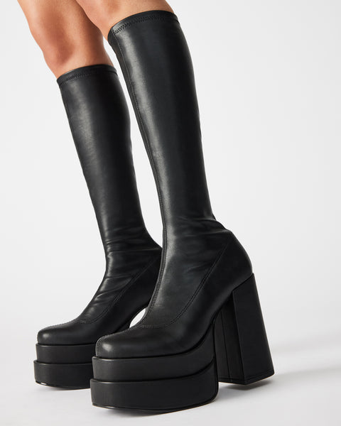 CYPRESS Black Platform Boots | Women's Vegan Leather Boots – Steve Madden