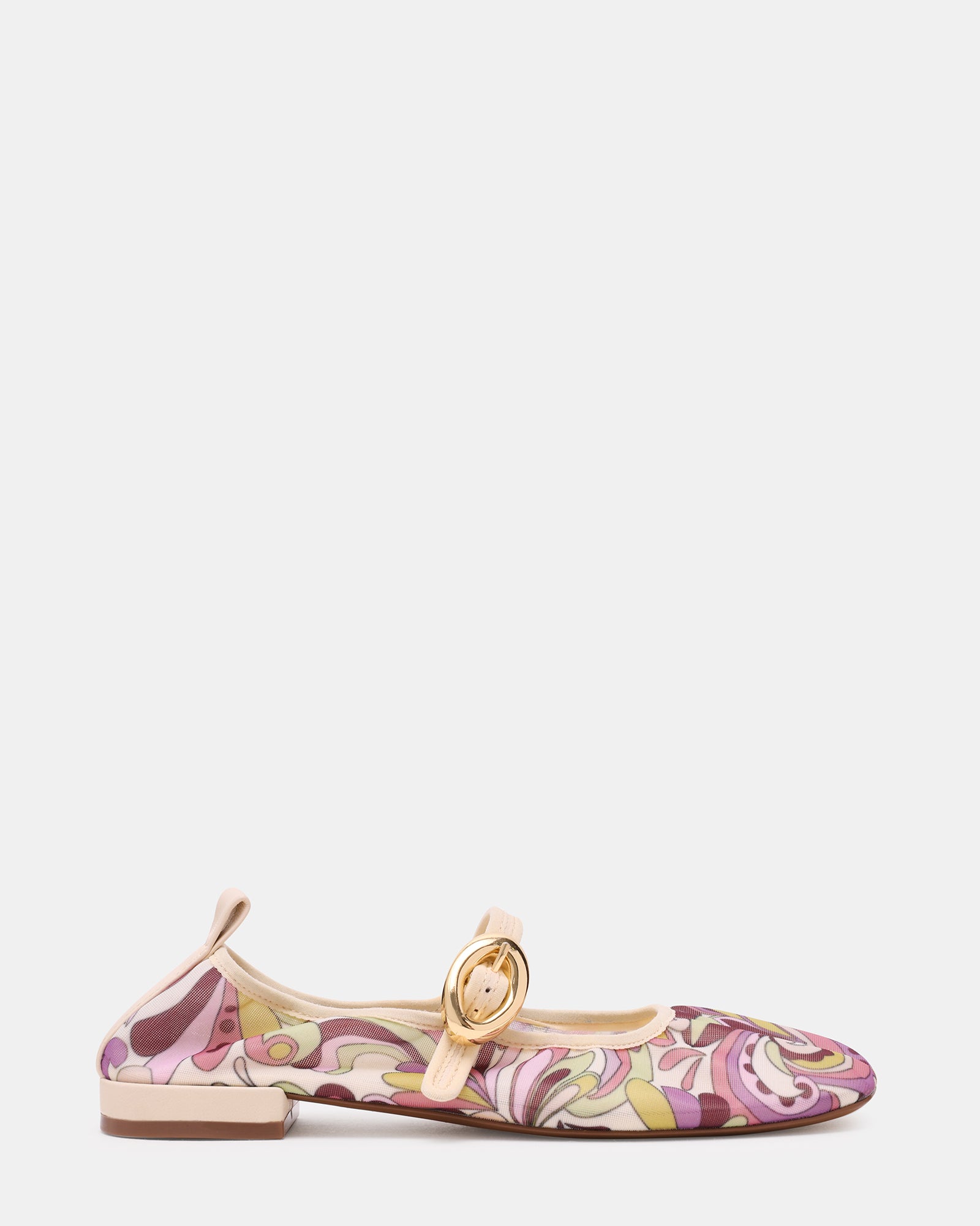 DAFFIA Purple Multi Mary Jane Gold-Detail Buckle Ballet Women's Flat | Steve Madden