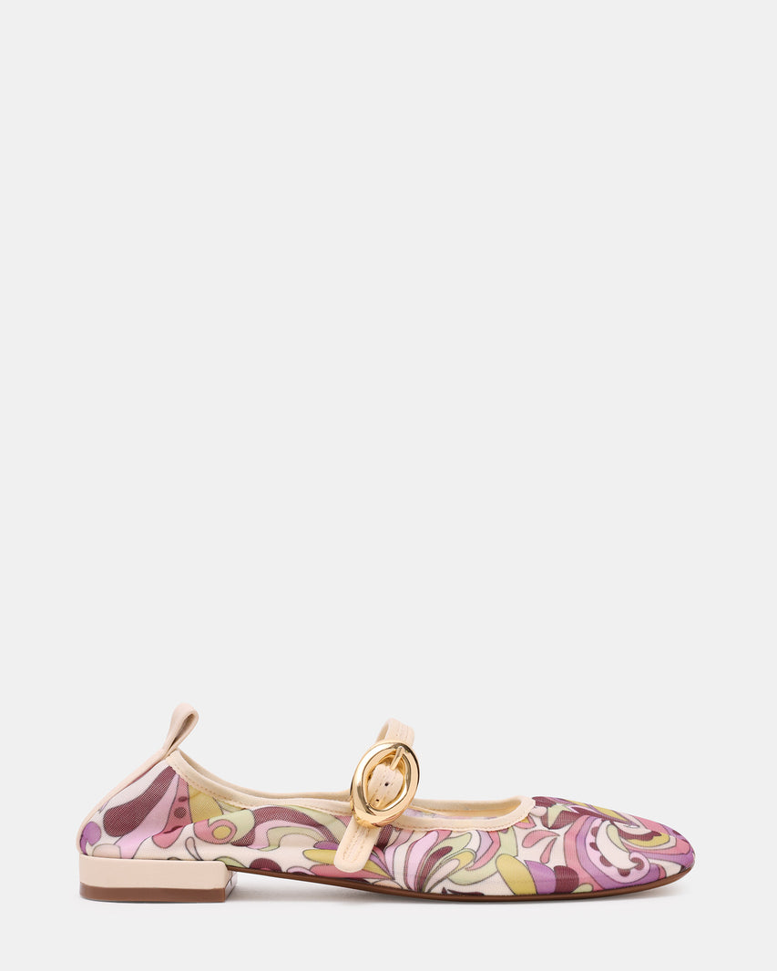 DAFFIA Purple Multi Mary Jane Gold-Detail Buckle Ballet Women's Flat | Steve Madden