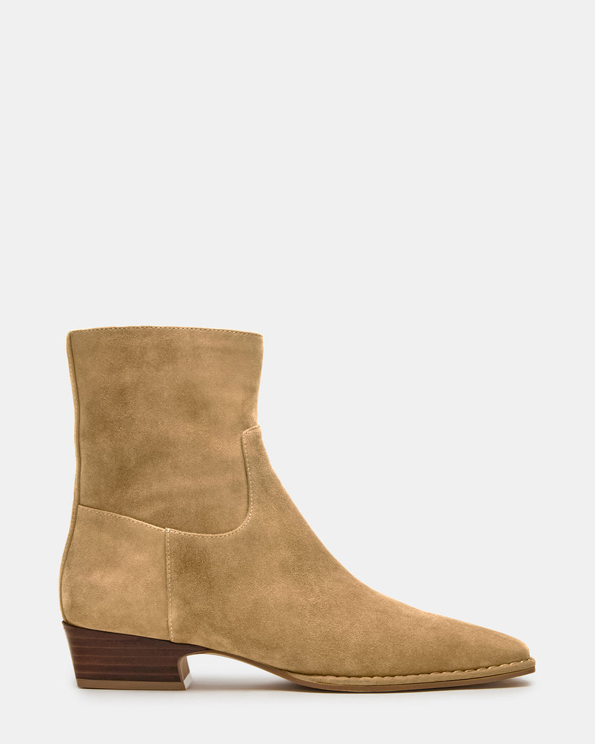 DEFINE Taupe Suede Square-Toe Women's Ankle Boot | Steve Madden
