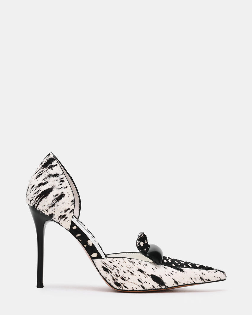 DELPHINI Black/White Pointed-Toe Pump Stiletto Women's Heel | Steve Madden