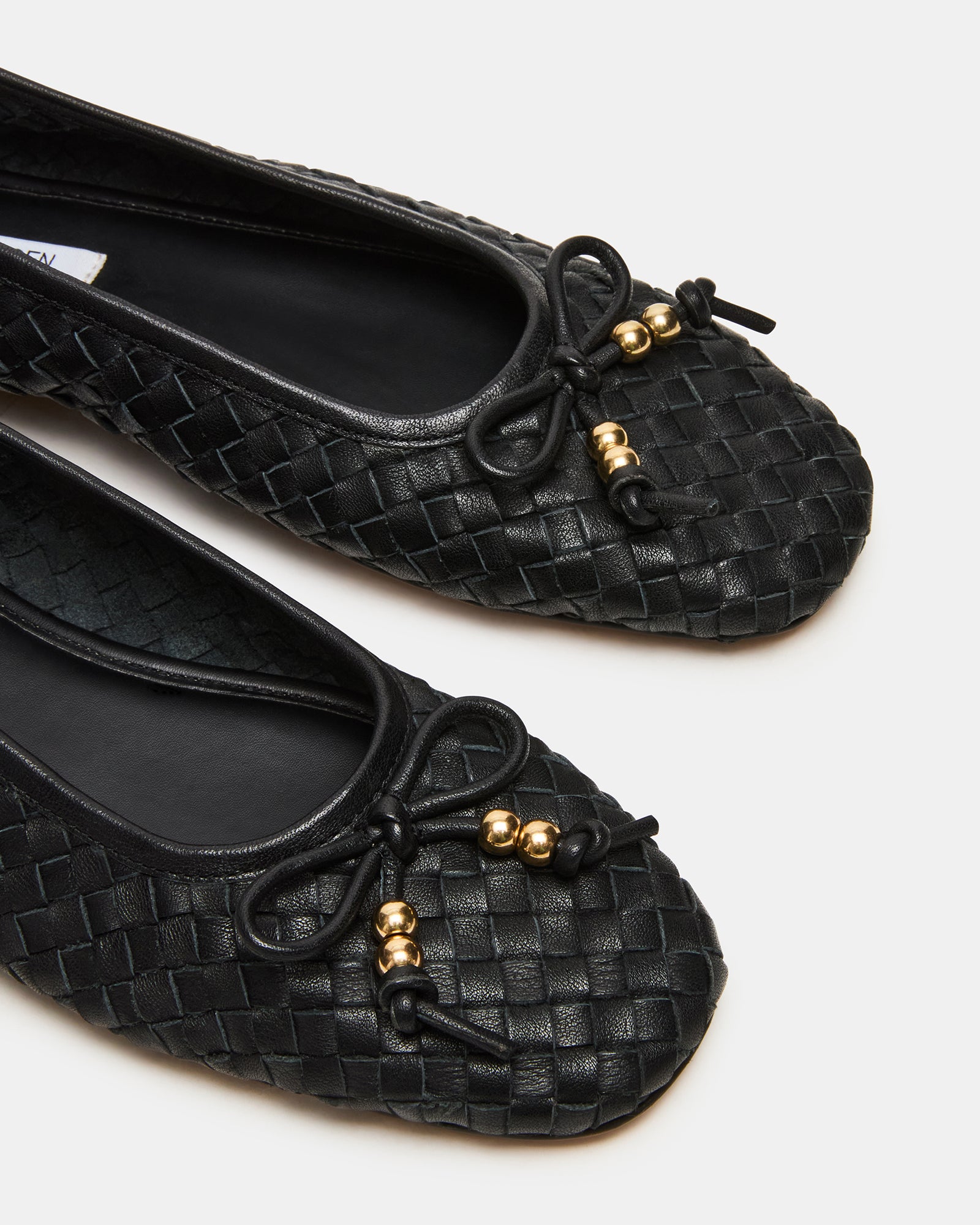 Steve Madden Women's Divy Gold Detail Flats - Black - Size 5 - Leather Steve Madden Women's Divy Gold Detail Flats - Black - Size 5 - Leather