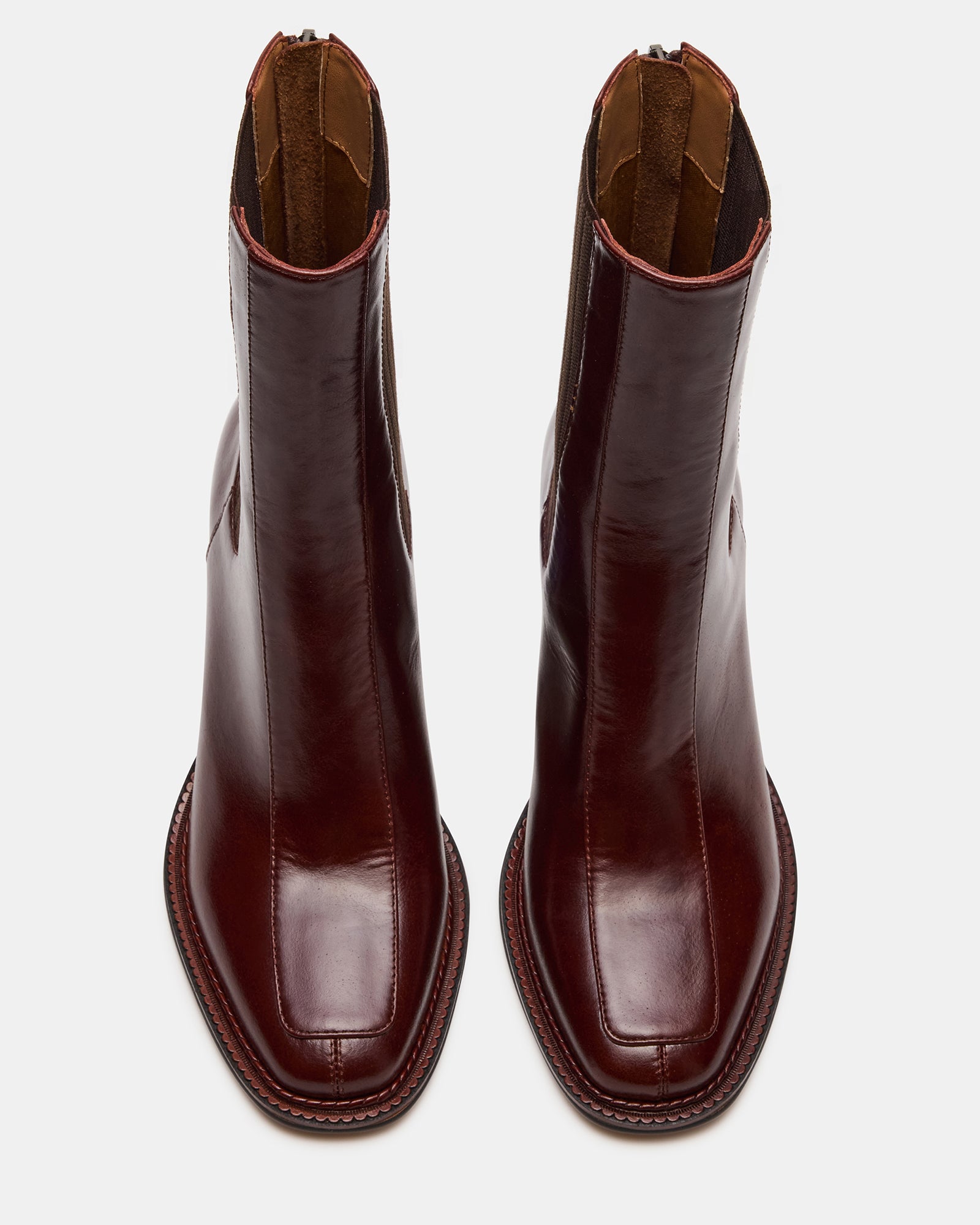 DOWNTOWN Brown Leather Women s Chelsea Block Heel Ankle Boot Steve Madden Downtown brown leather women s chelsea block heel ankle boot steve madden